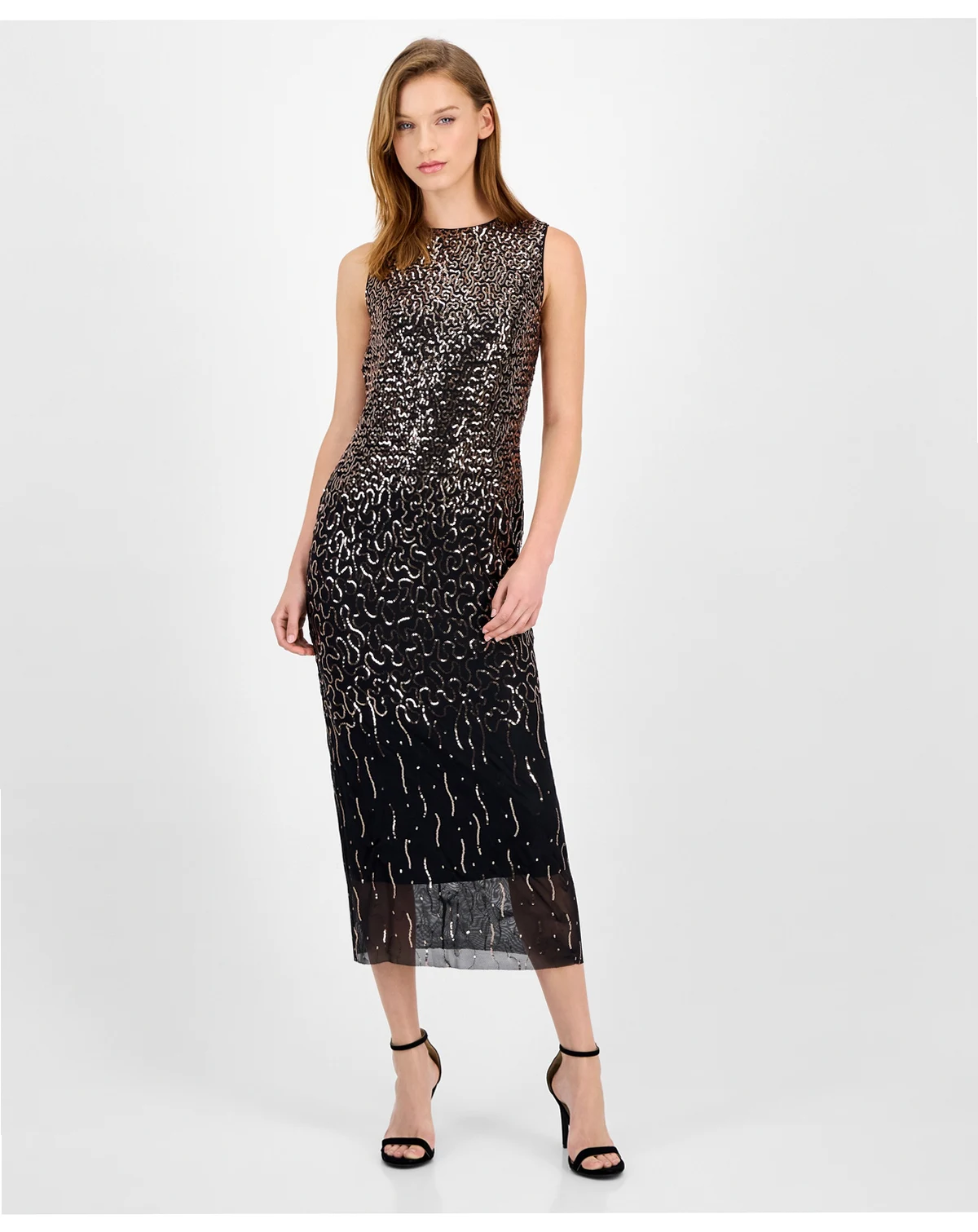 Women's Sequin Sleeveless Midi Sheath Dress