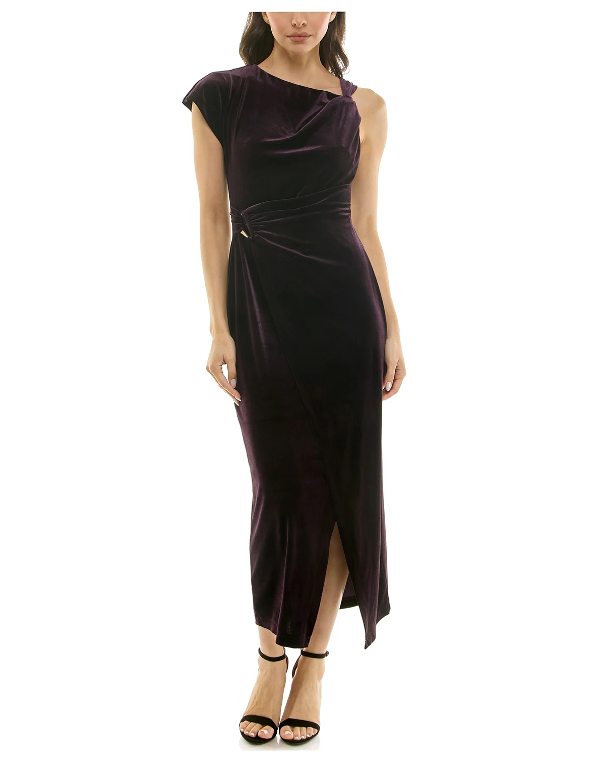 Women's Asymmetrical Velvet Midi Dress