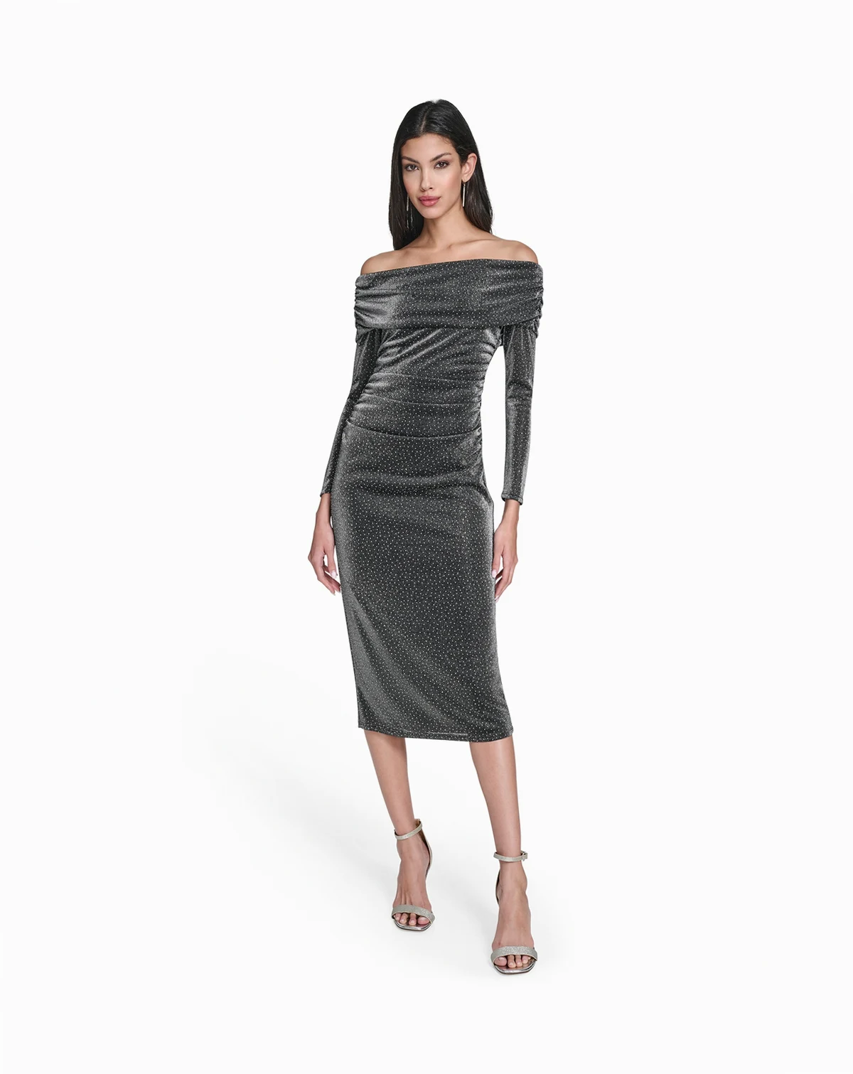 Women's Glitter Knit Off-The-Shoulder Dress
