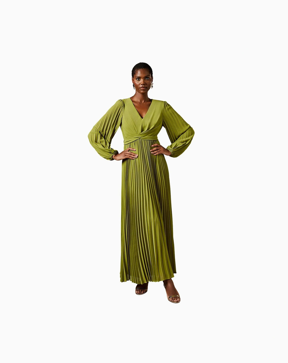 Women's Pleated Wrap Front Dress