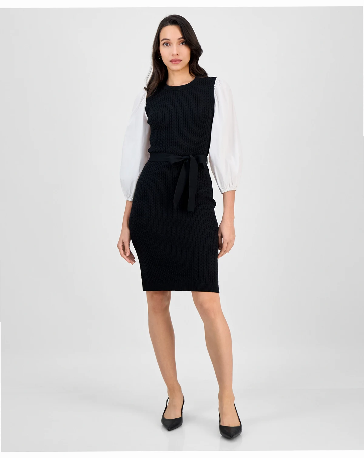 Women's Mixed-Media Sweater Dress