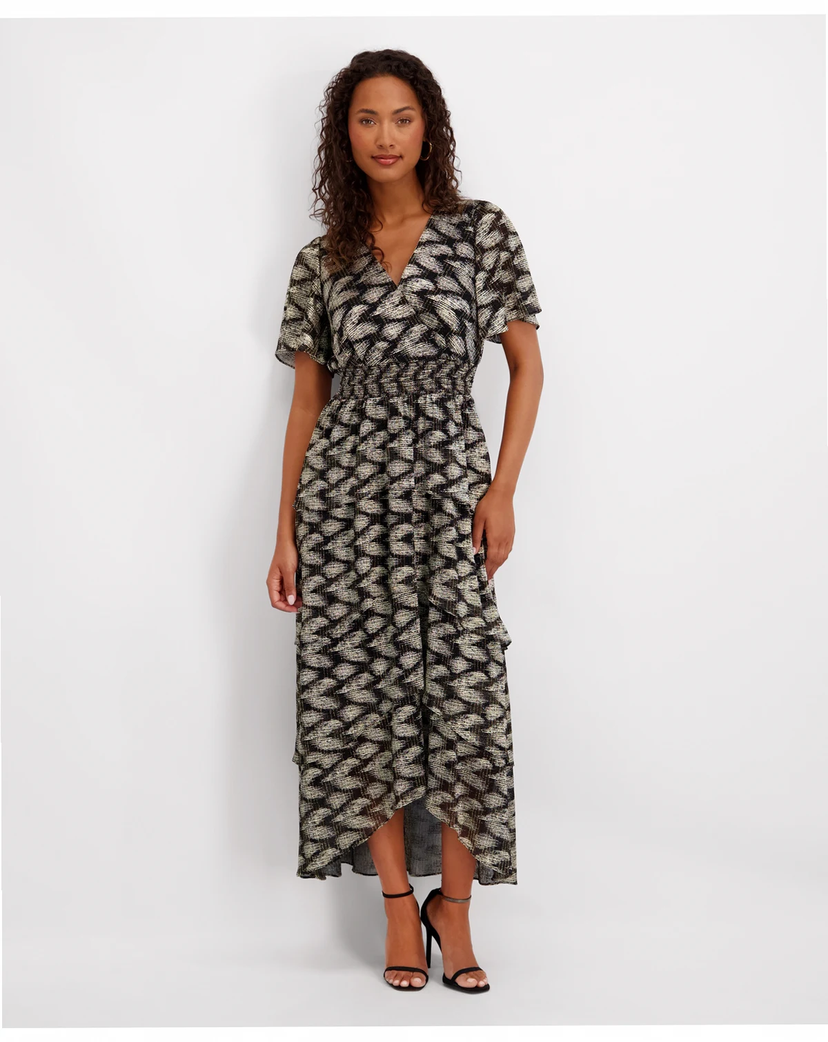 Women's V-Neck Tiered Maxi Dress