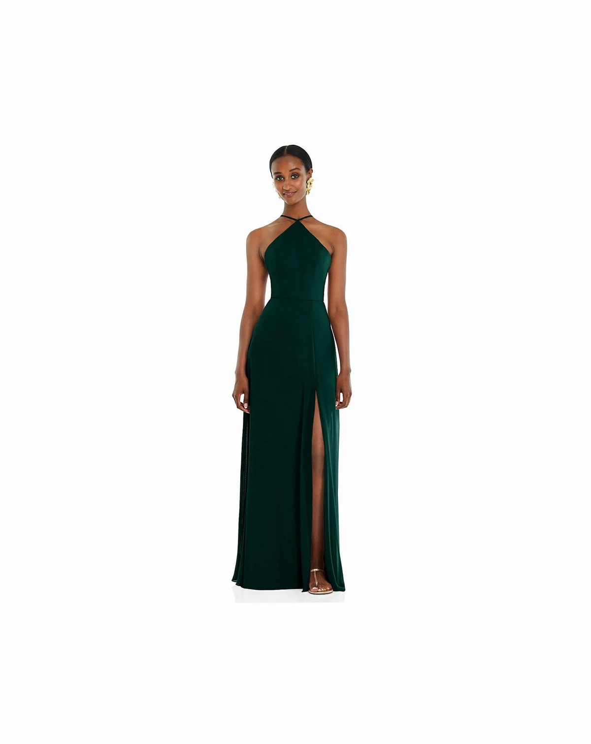 Womens Diamond Halter Maxi Dress with Adjustable Straps