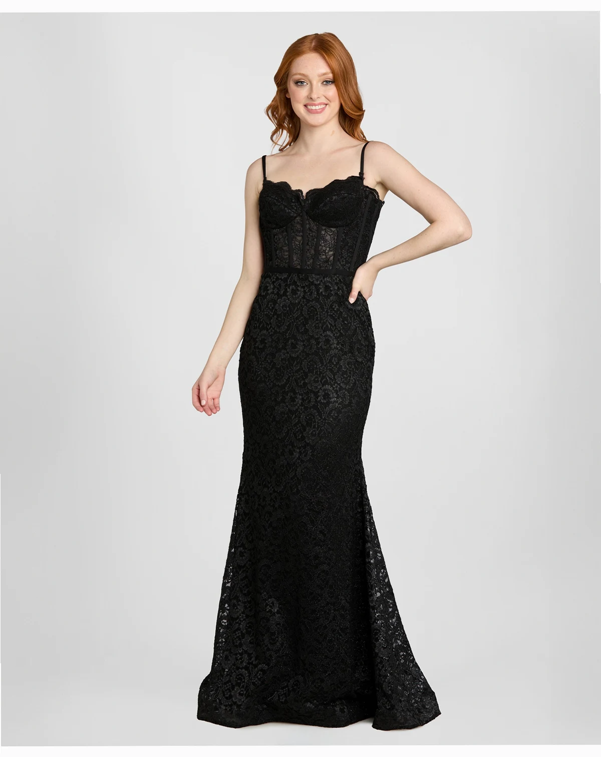 Junior's  Glitter Lace Corset Gown