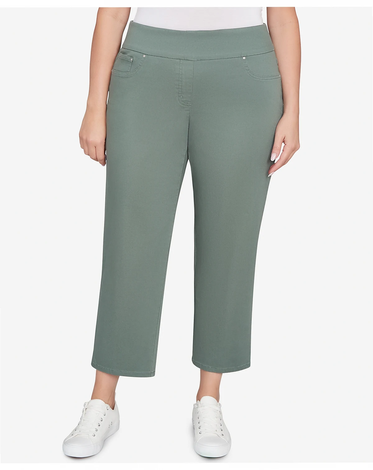 Plus Size Soft Denim Faux Pocket Pants