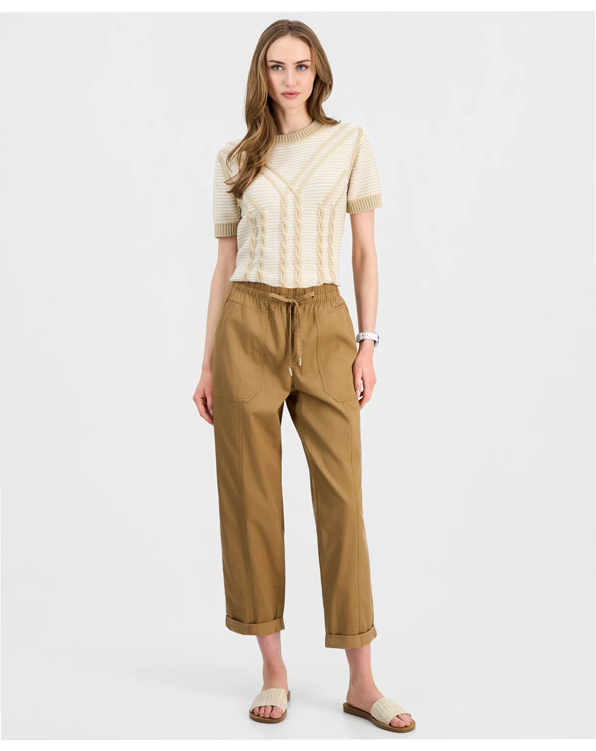 Jeans Women's Solid Cuffed Pull-On Pants