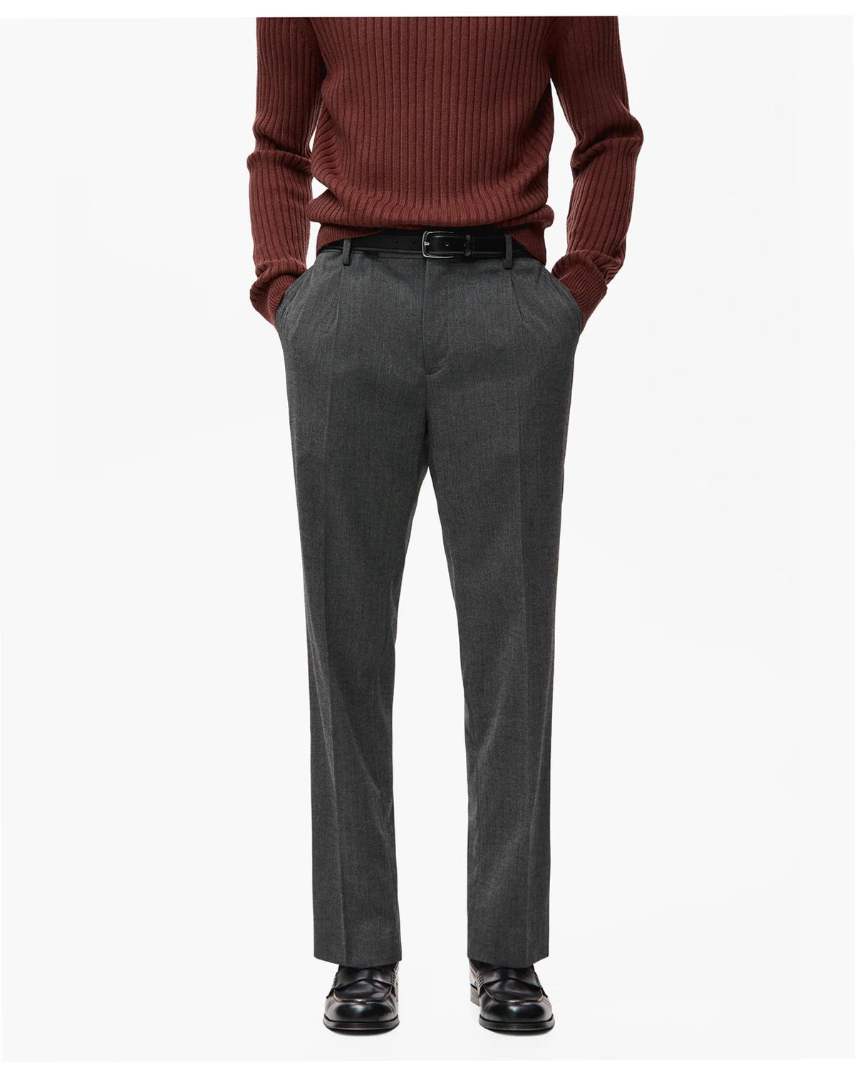 Men's Regular-Fit Pleated Flannel Pants