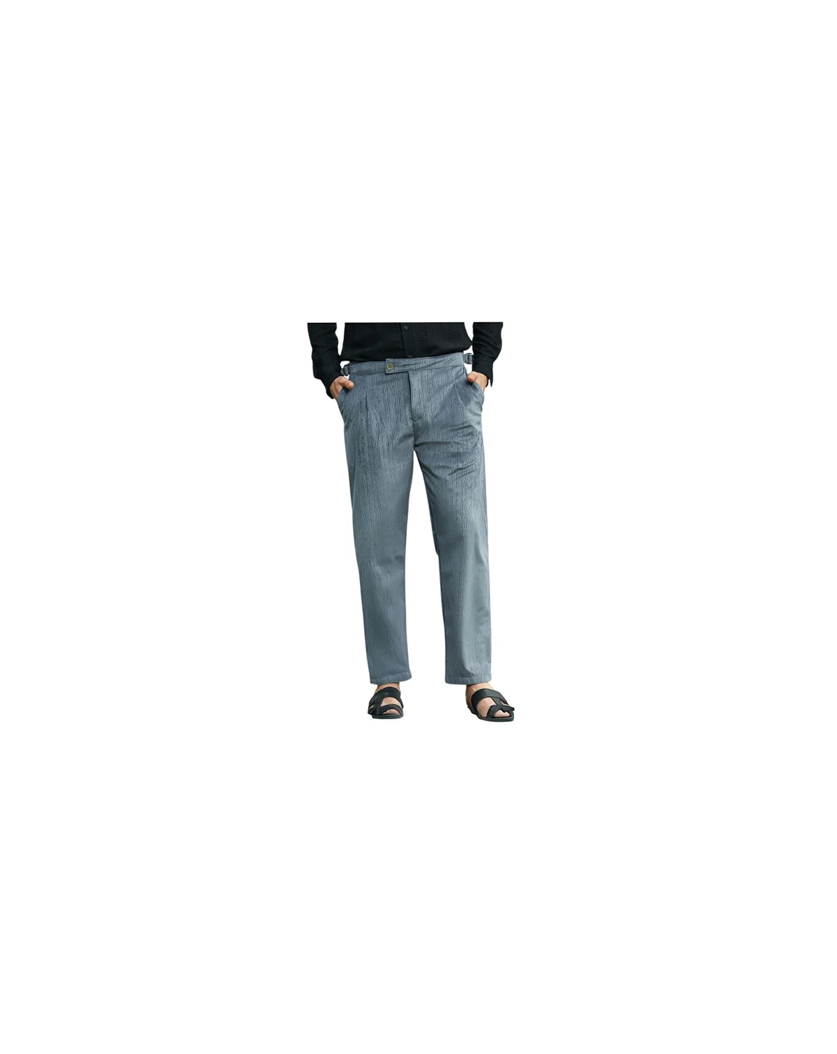 Men's Moon Grey Veined Tailored Trousers