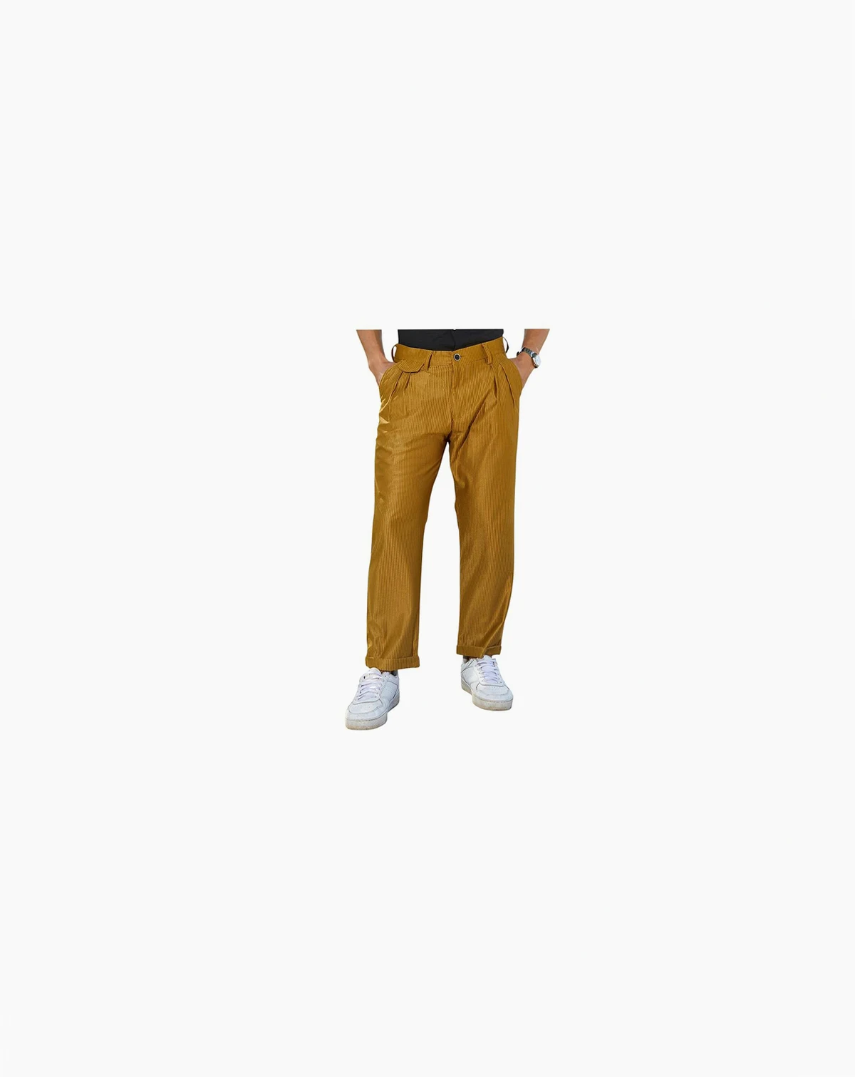 Men's Mustard Yellow Corduroy Tailored Trousers