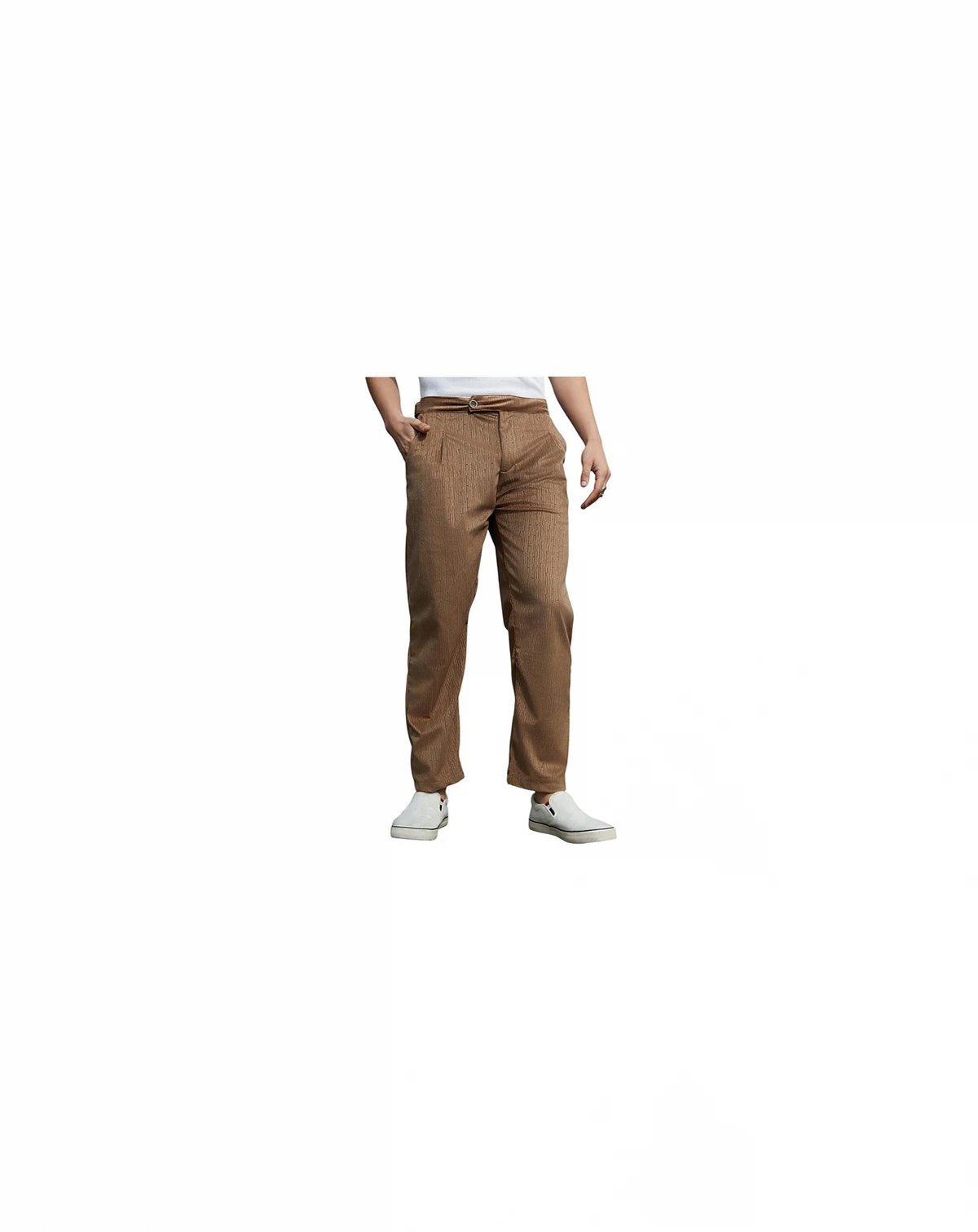 Men's Chocolate Brown Veined Tailored Trousers