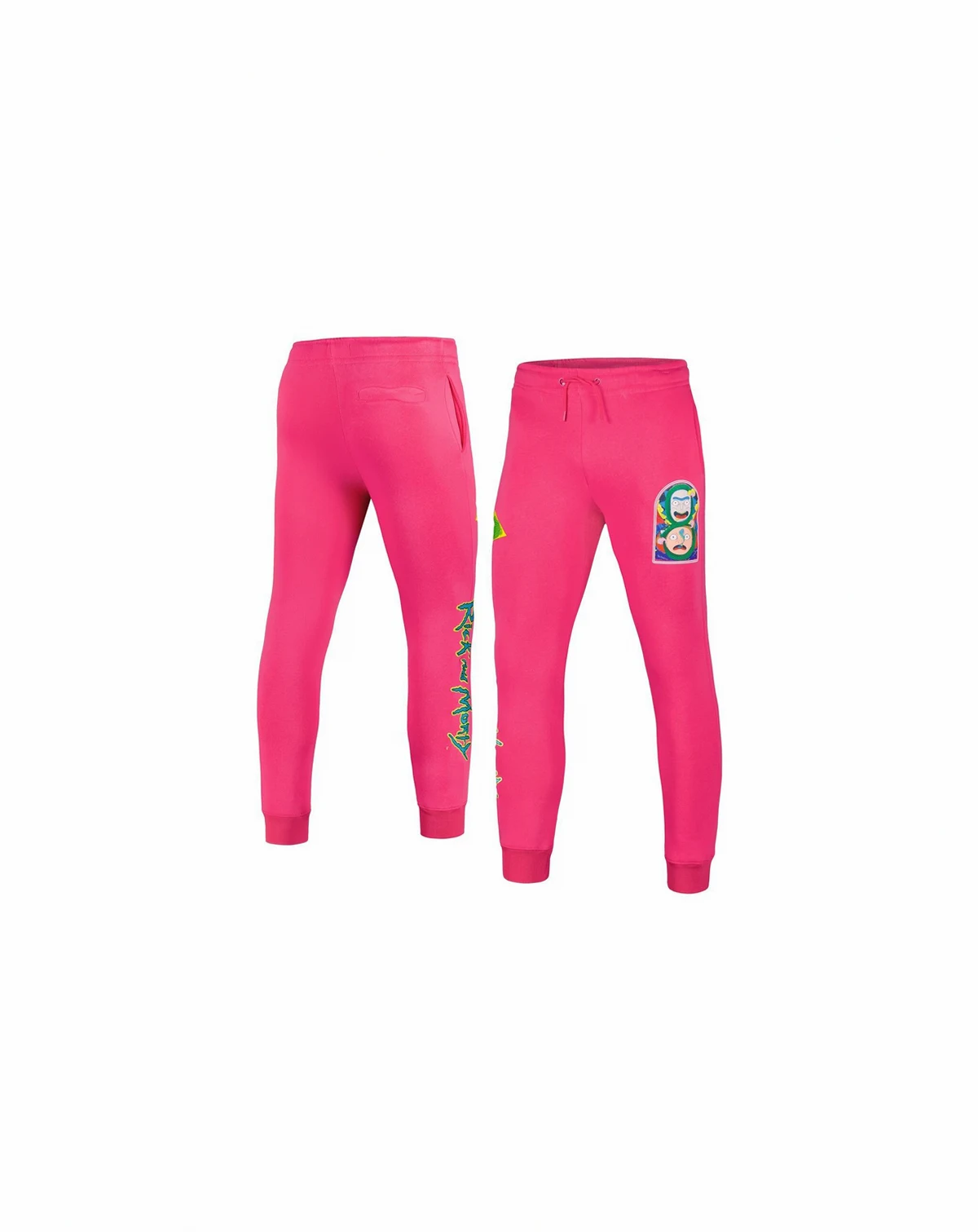 Men's Pink Rick And Morty Fleece Jogger Pants