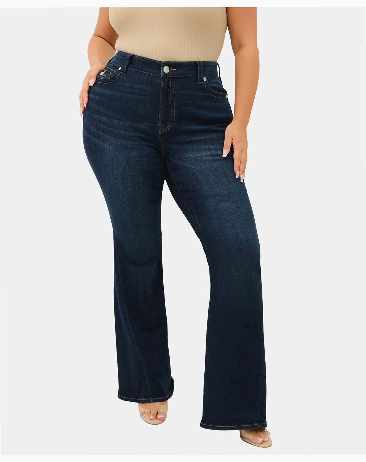 Plus Size Joey Flare Mid-Rise Flap Jeans
