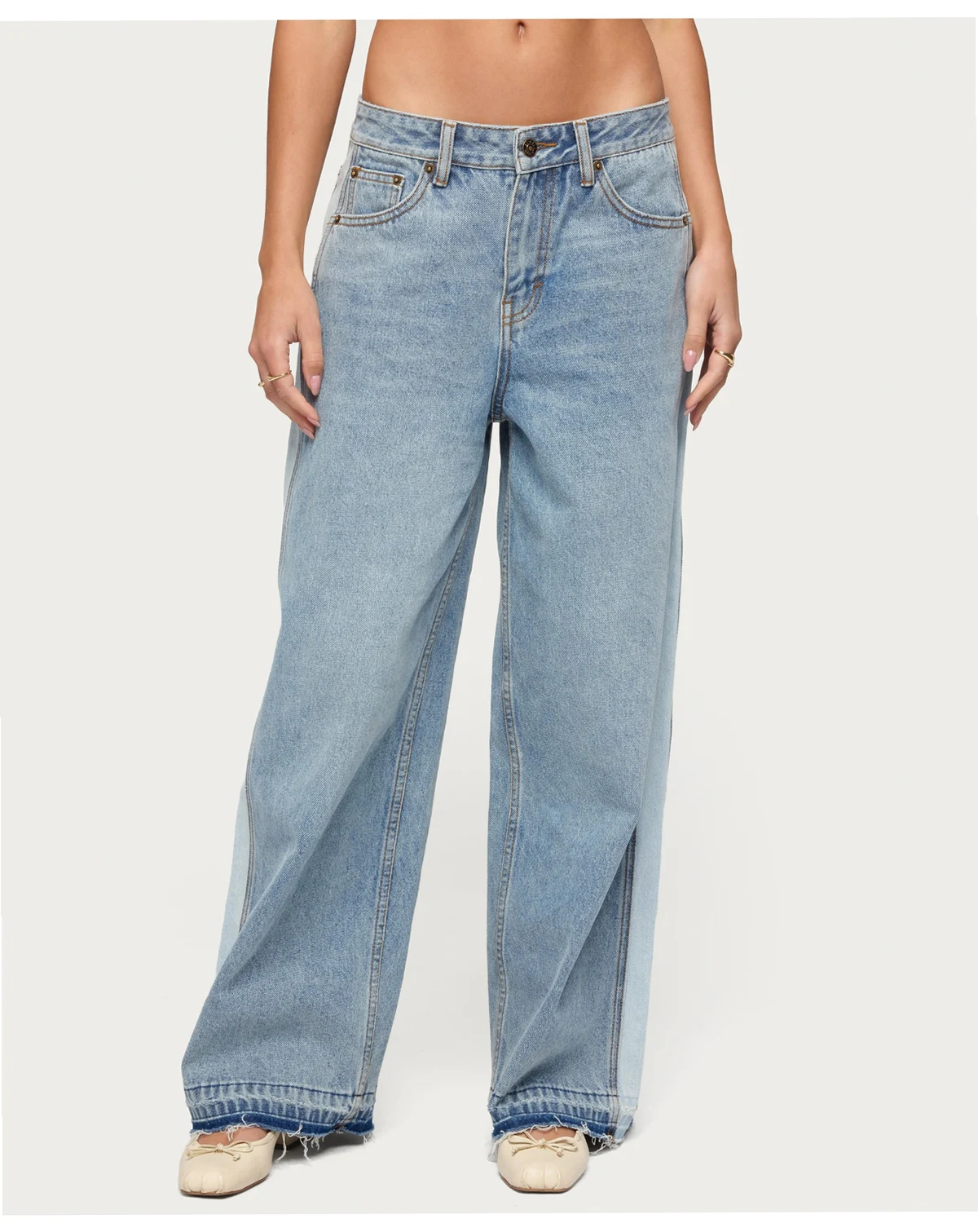 Women's Cailin Contrast Panel Low Rise Baggy Jeans