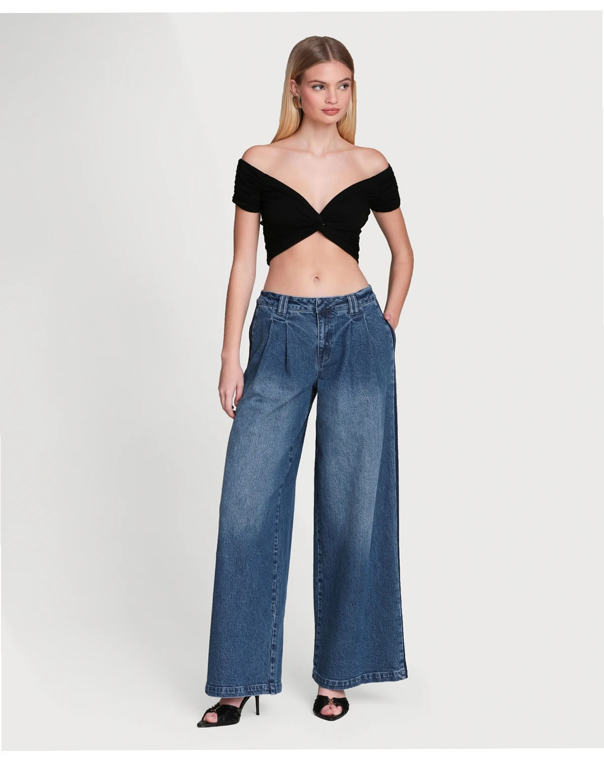 Women's Side Stripe Denim Mid Rise Pants