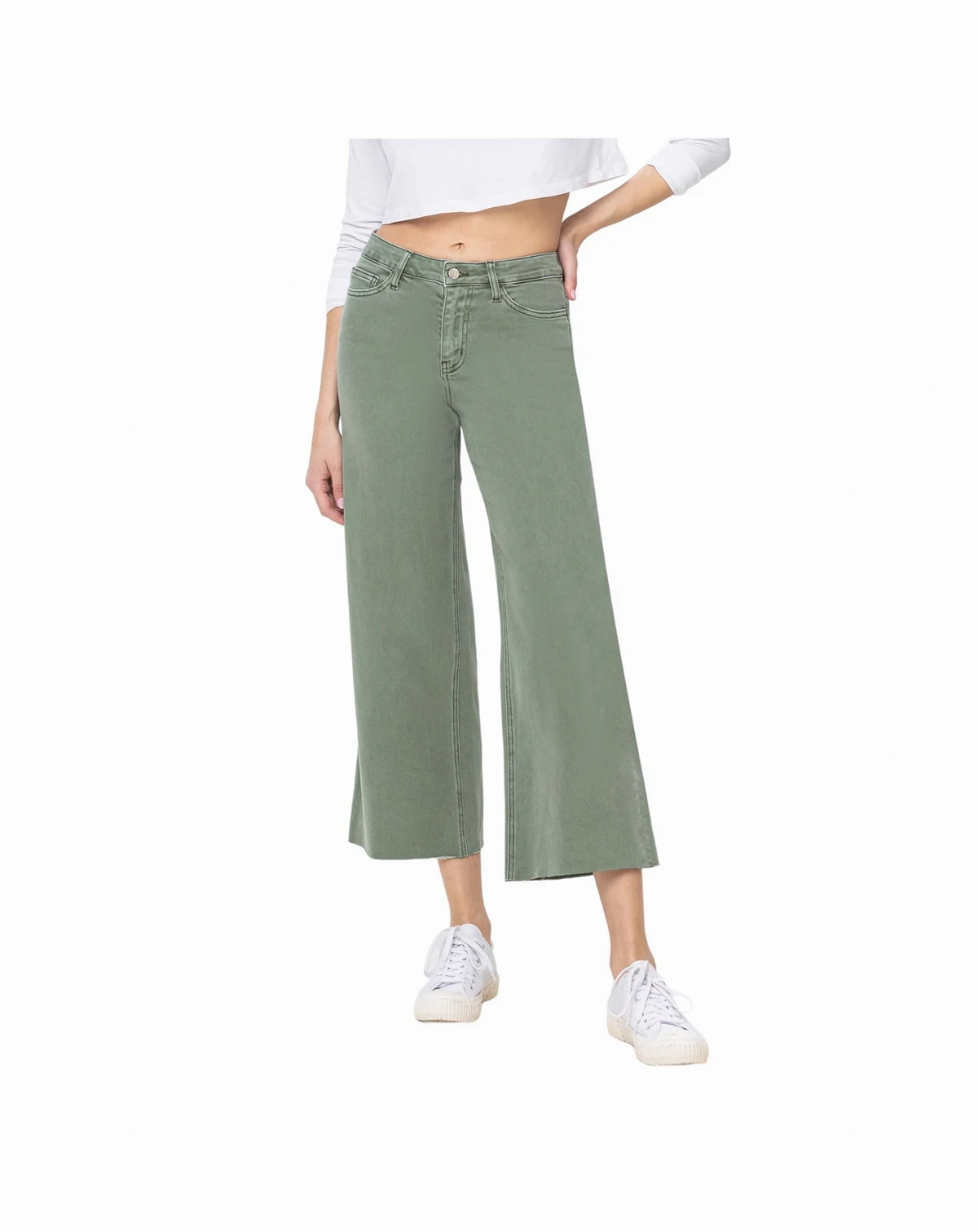 Women's High Rise Cropped Wide Leg Jeans