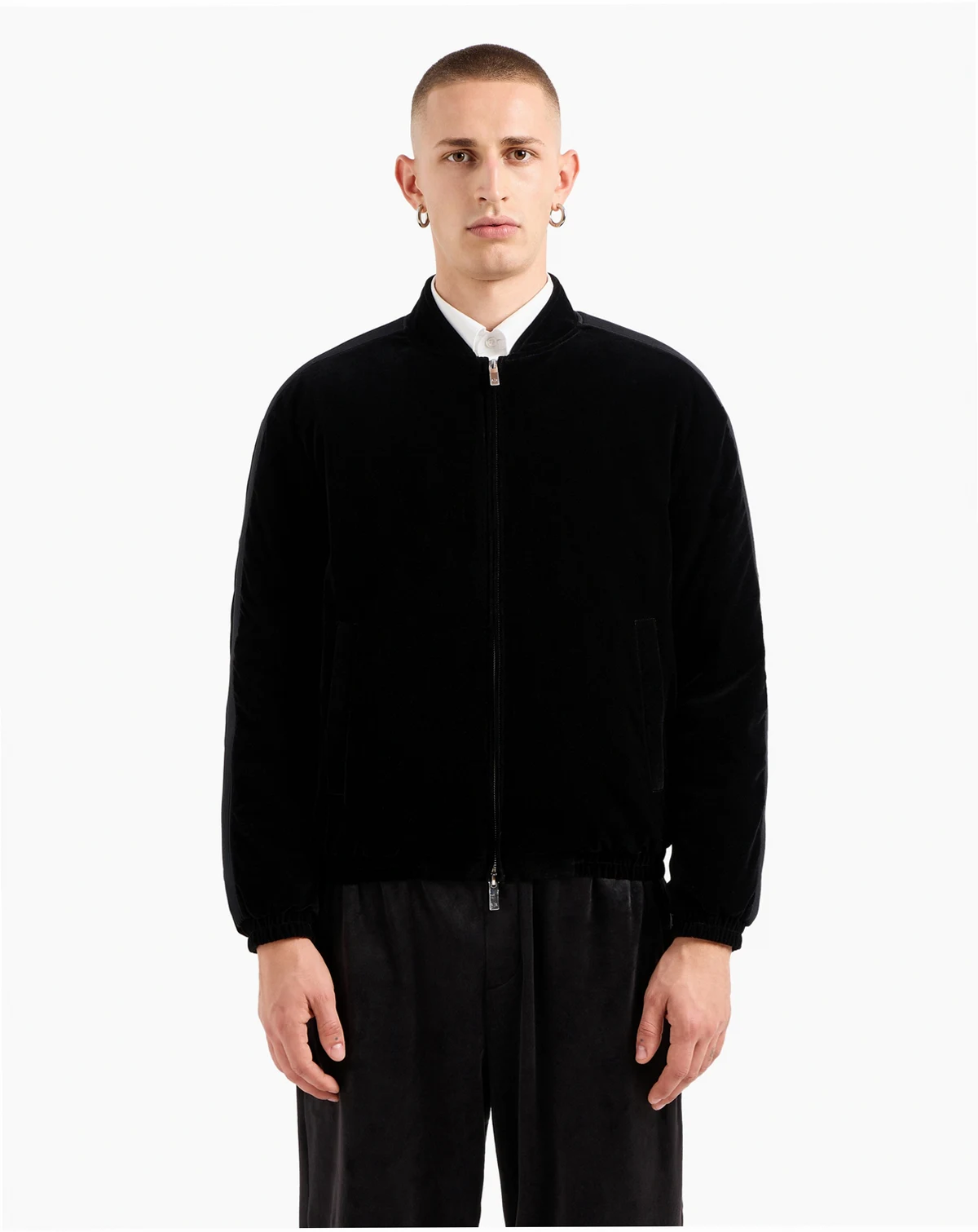 Men's Full-Zip Velour Bomber Jacket
