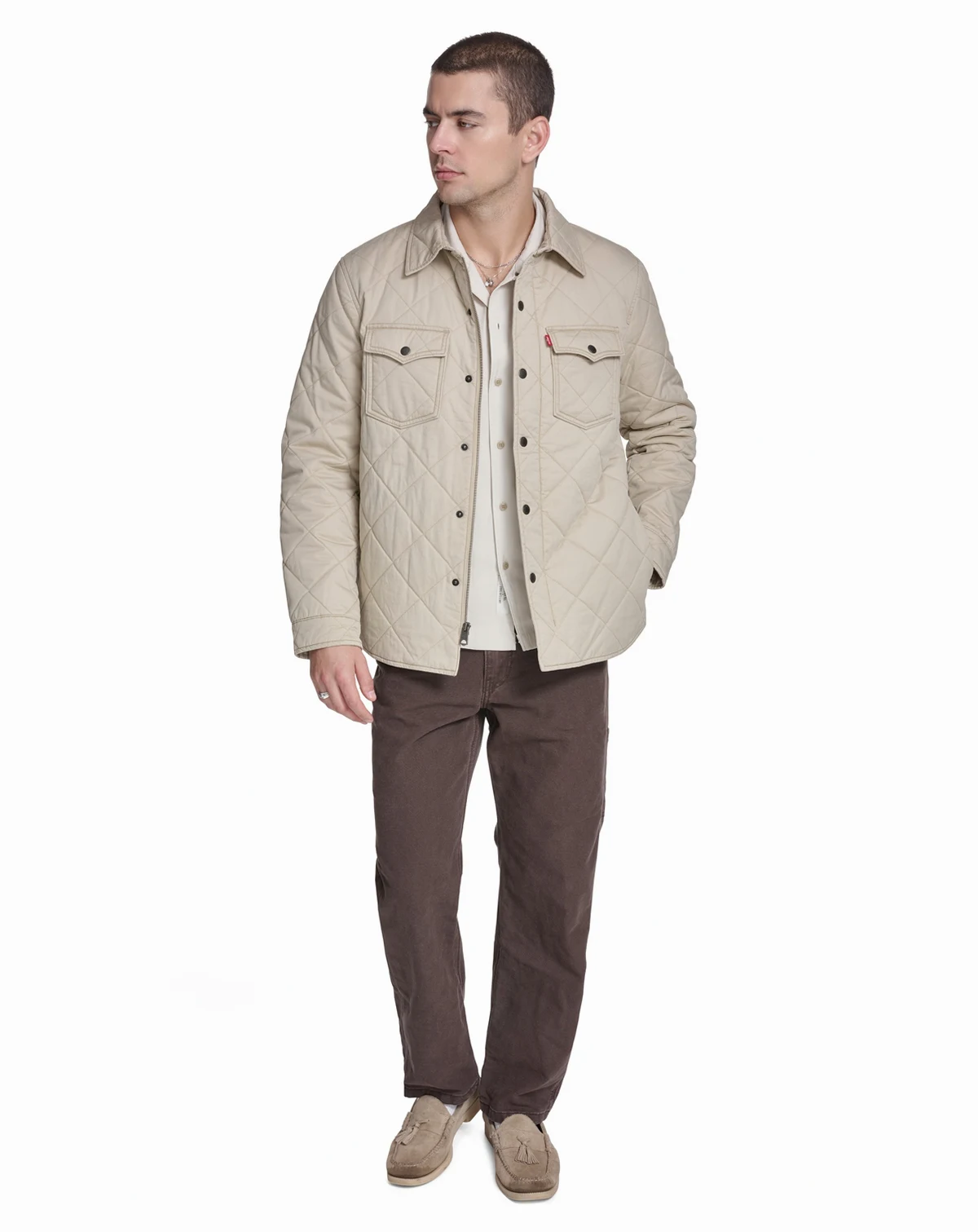 Men's Quilted Zippered Western Shirt Jacket