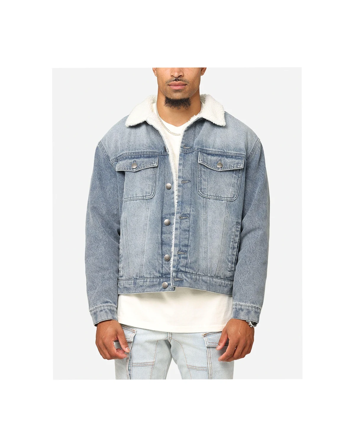 Big & Tall Sherpa Boxy Denim Jacket