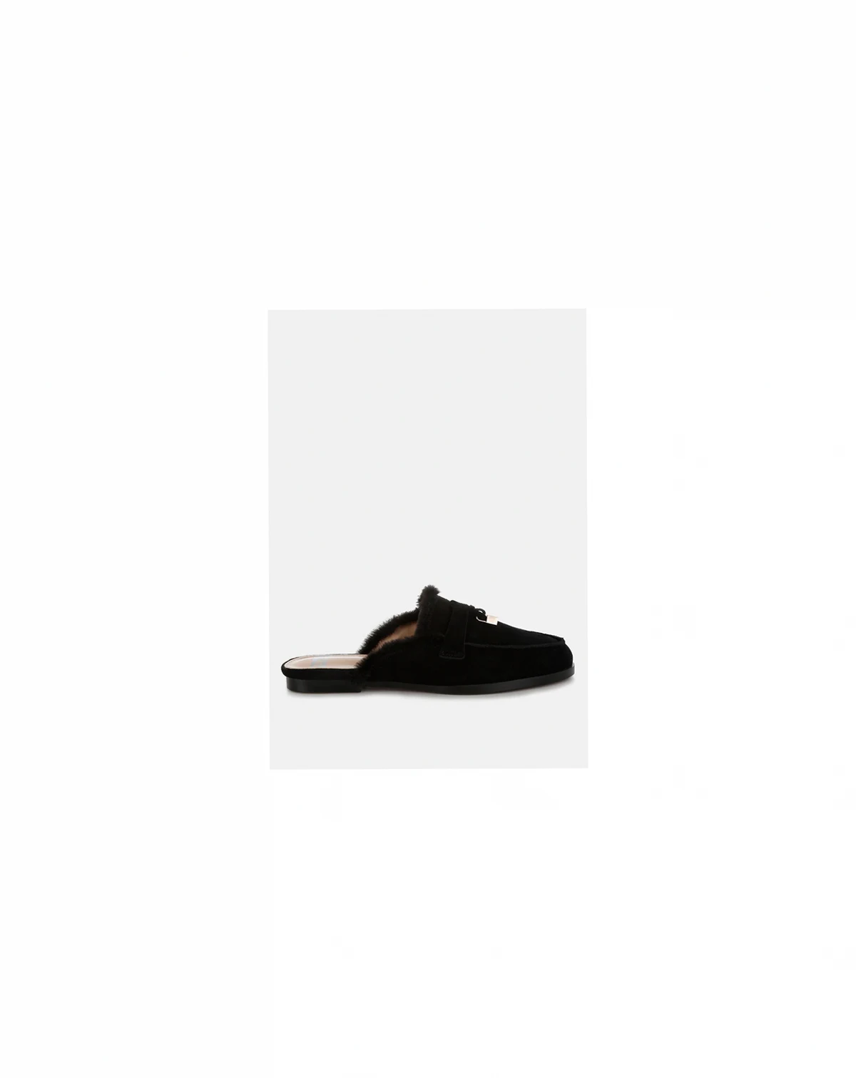 Womens Bosnia Suede & Faux Fur Slip On Mules
