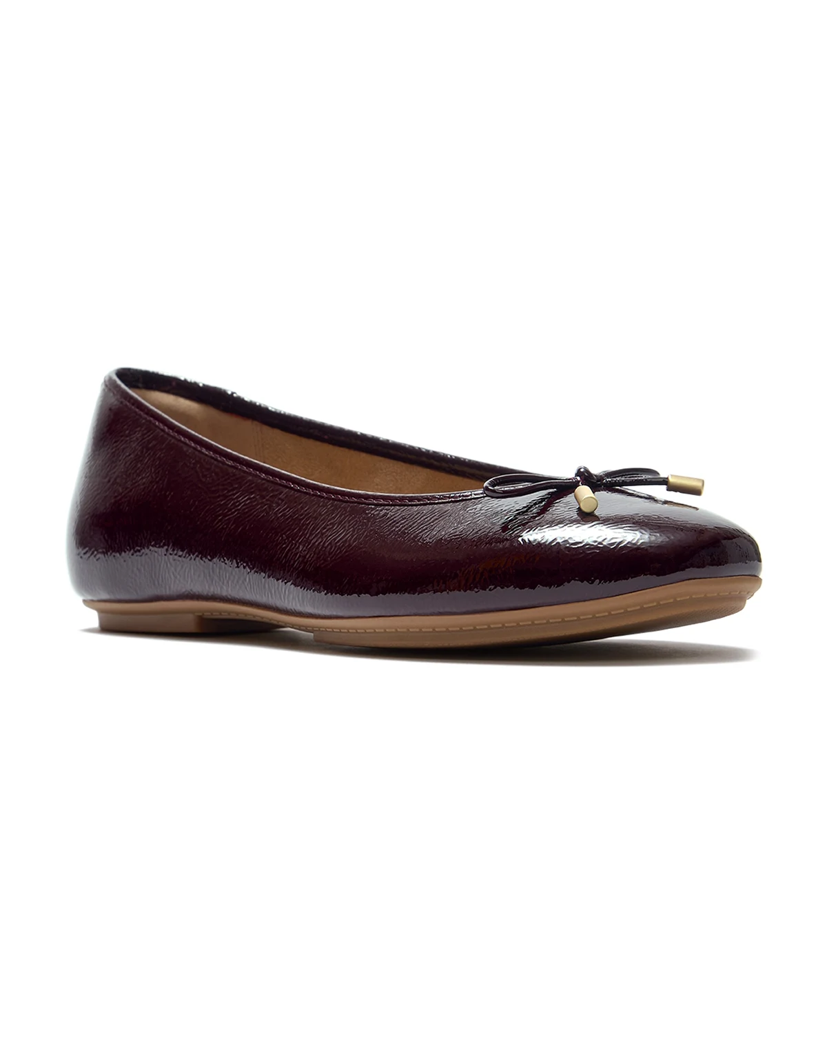 Women's Delicato Bow Textured Patent-Leather Ballet Flats