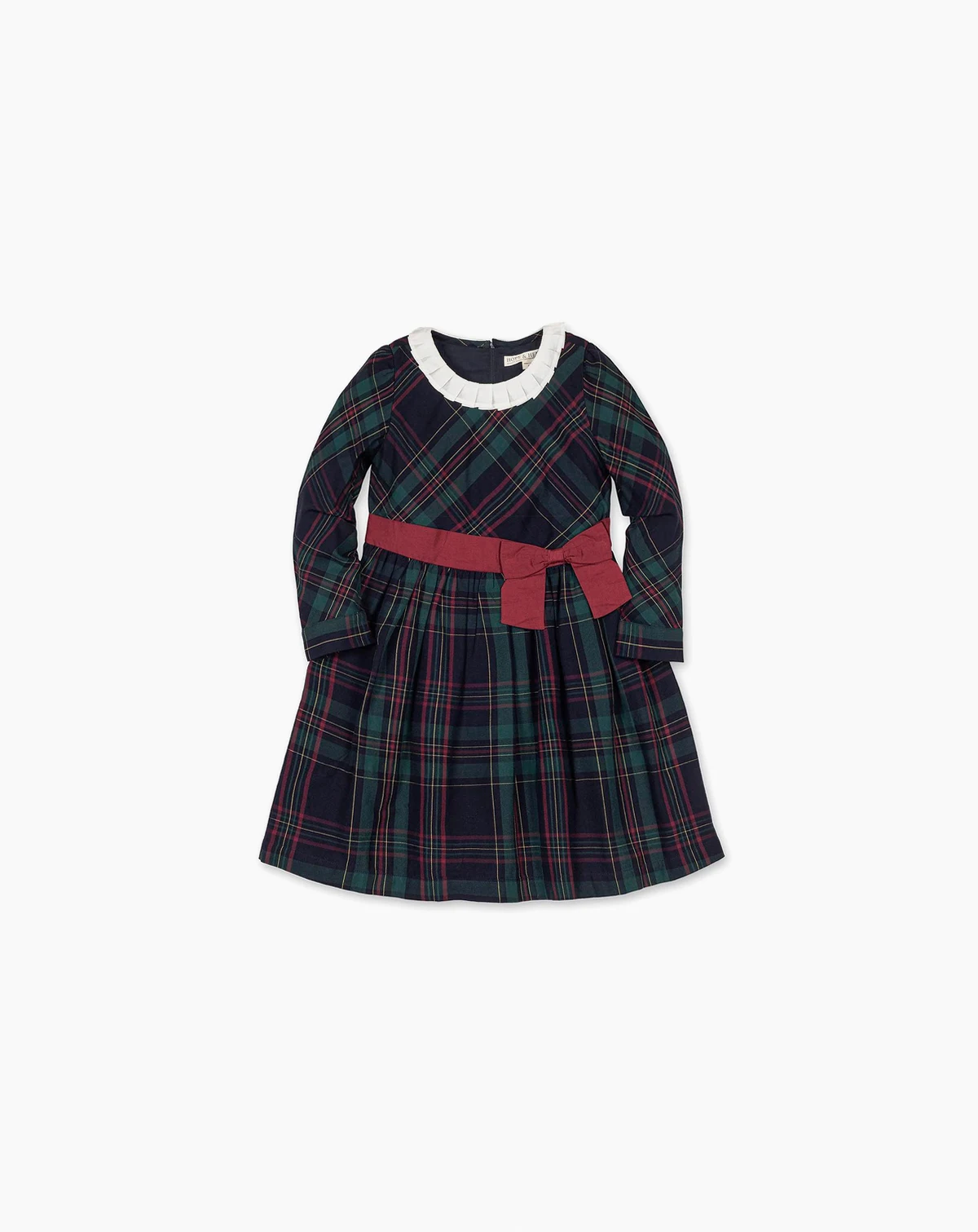 Little Girls Organic Pleated Collar Dress with Sash