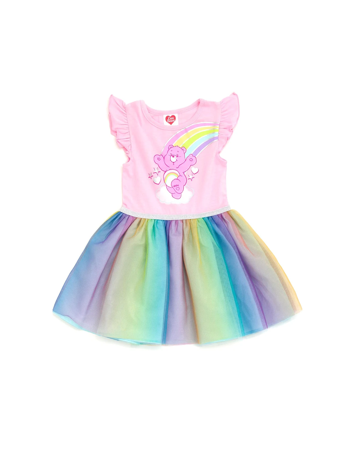 Toddler Girls Cheer Bear Rainbow Tulle Dress to