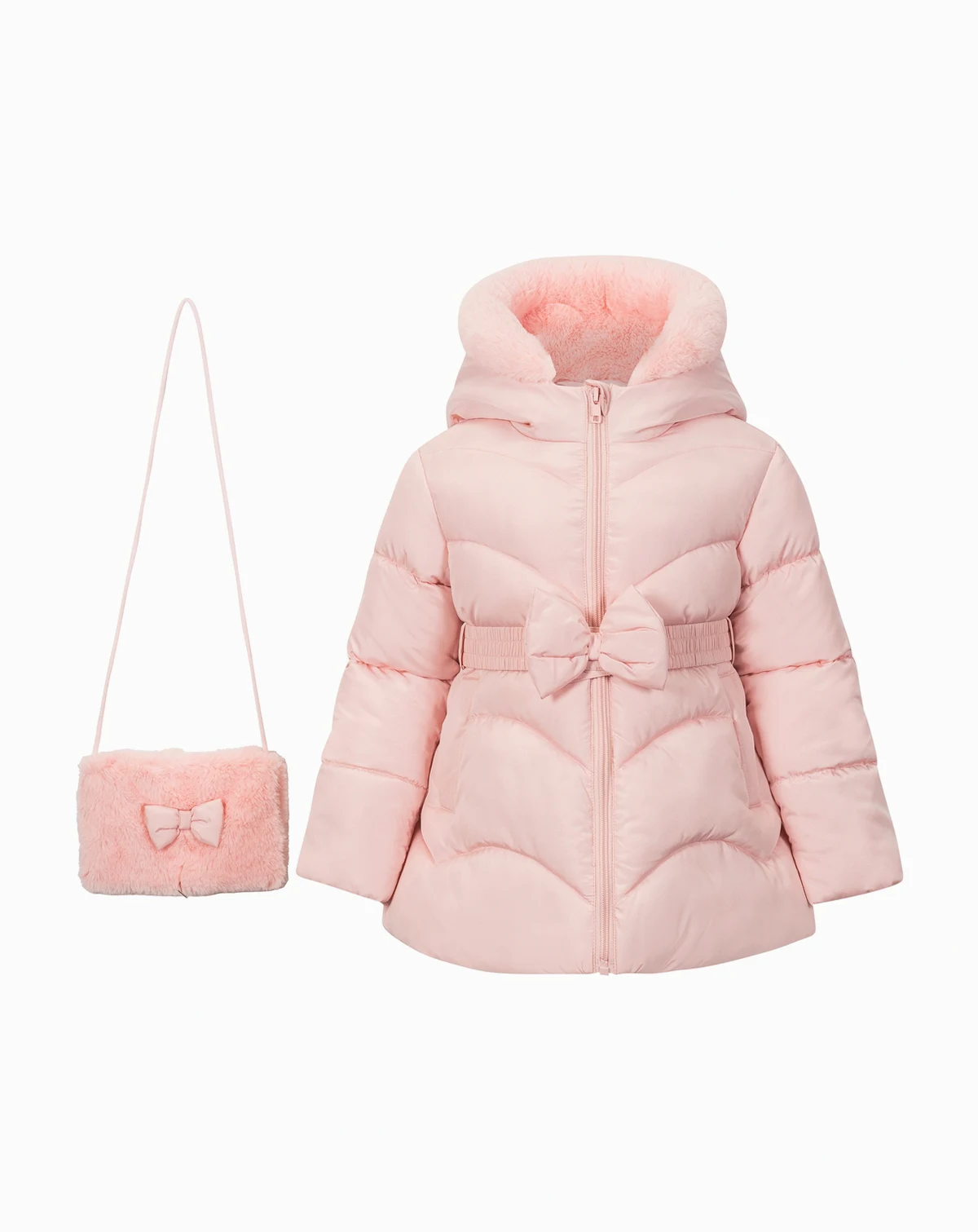 Toddler and Little Girls' Belted Coat and Purse, 2-Piece Set