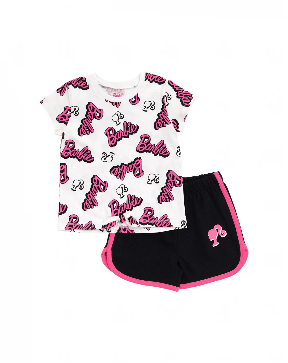 Toddler Girls French Terry T-Shirt and Active Retro Dolphin Shorts Outfit Set