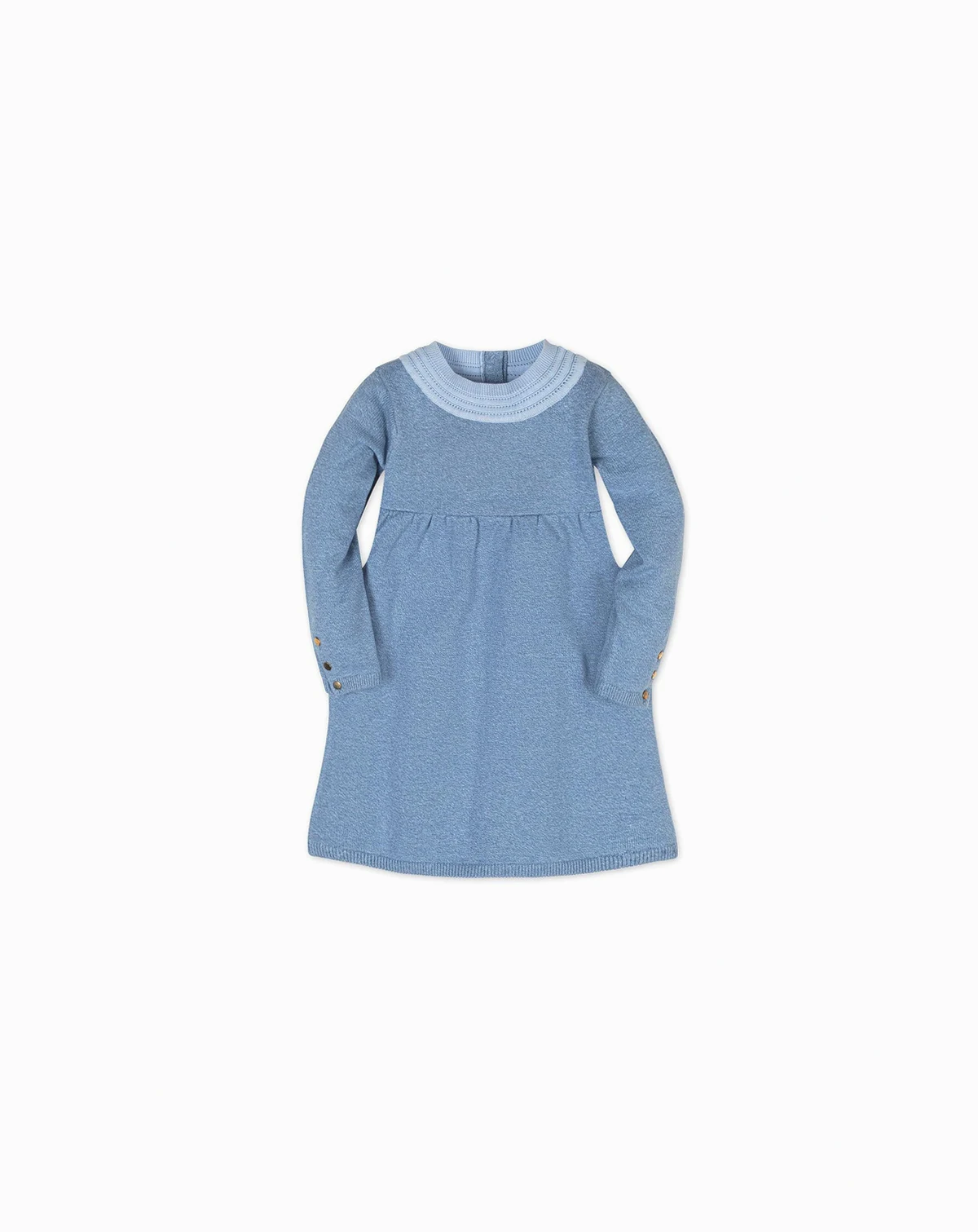 Toddler Girls' Organic Long Sleeve Empire Sweater Dress with Collar Detail