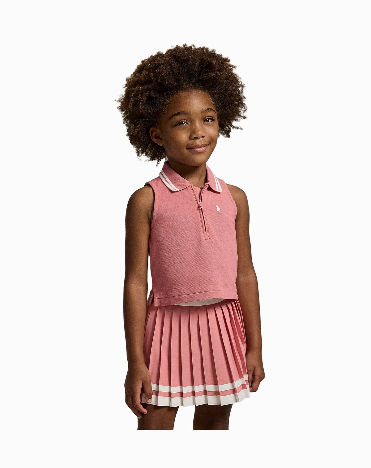 Girls' 2-6X Stretch Mesh Half-Zip Boxy Polo Shirt