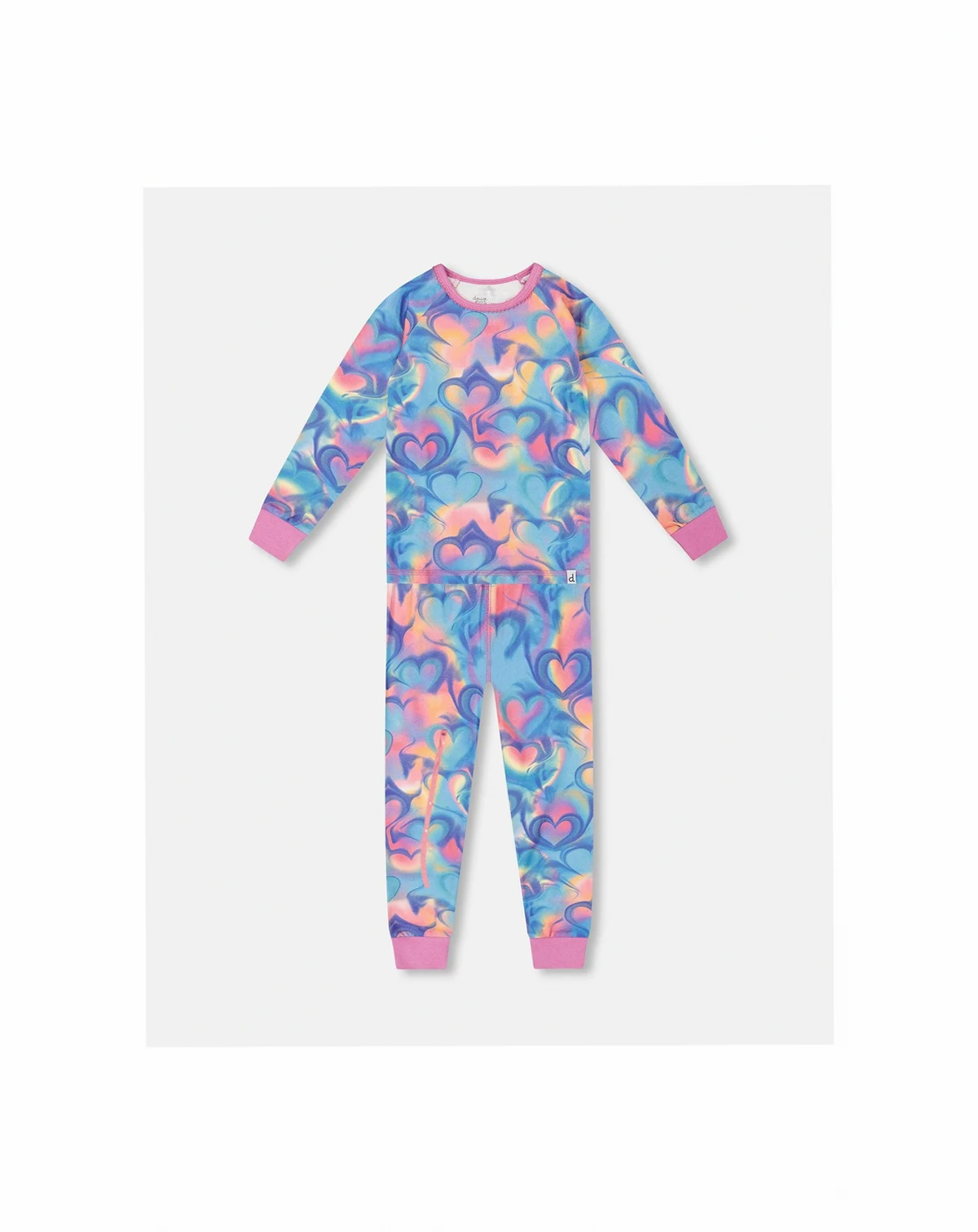 Baby Girls Cotton Two-Piece Pajamas Rainbow Heart Print