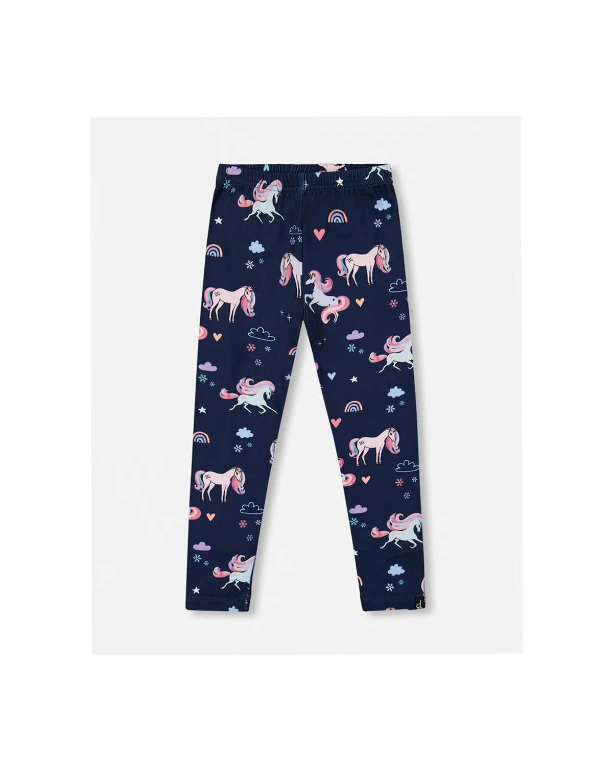 Girl Stretch Jersey Leggings Navy Unicorn Print - Toddler|Child