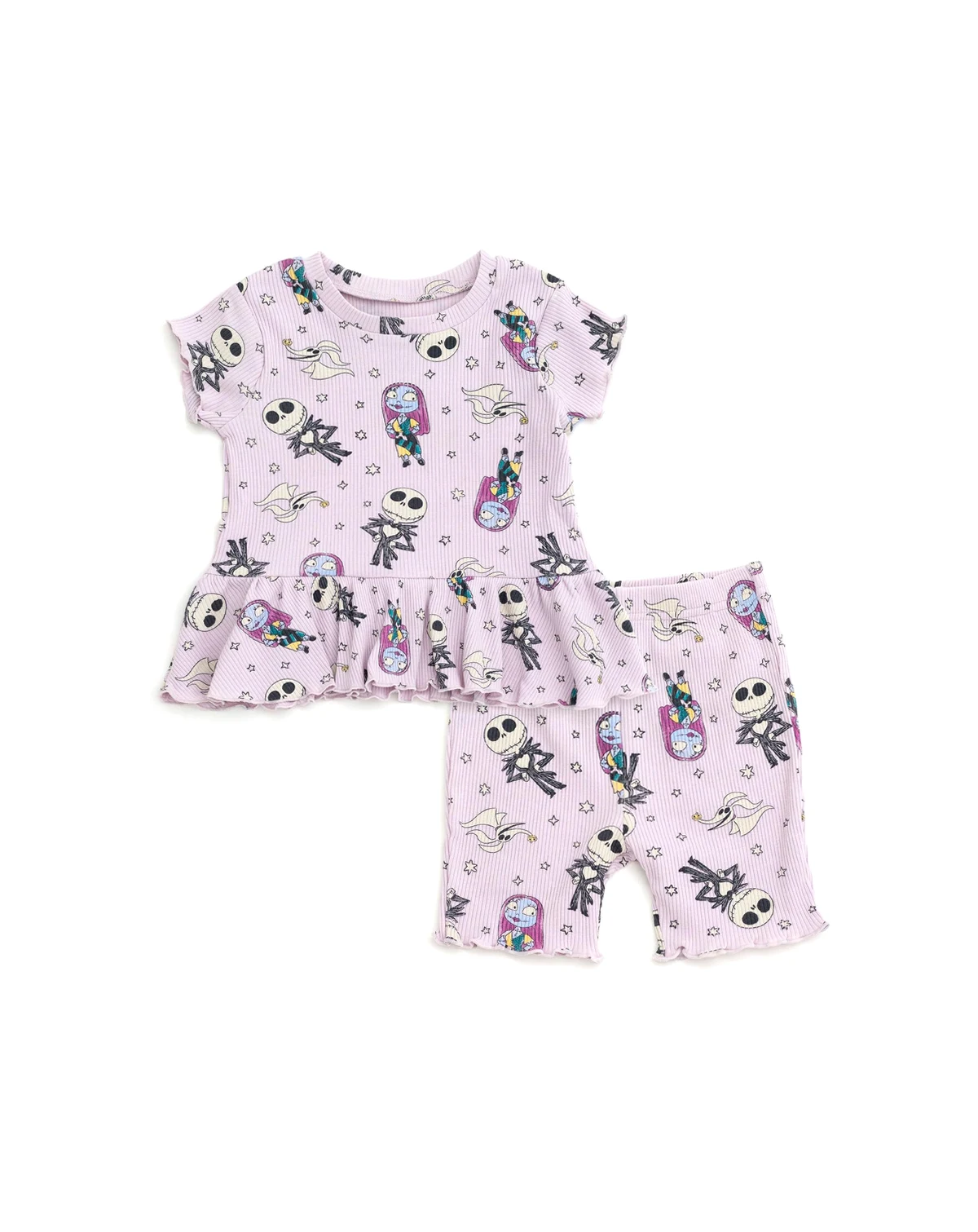 Toddler Girls Ribbed Peplum T-Shirt and Shorts Outfit Set