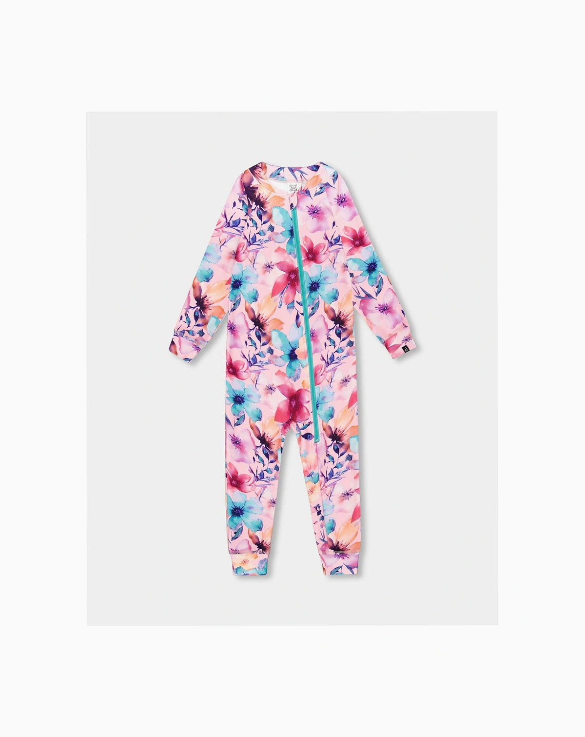 Baby Girls One-Piece Thermal Underwear Pink Watercolor Flower Print