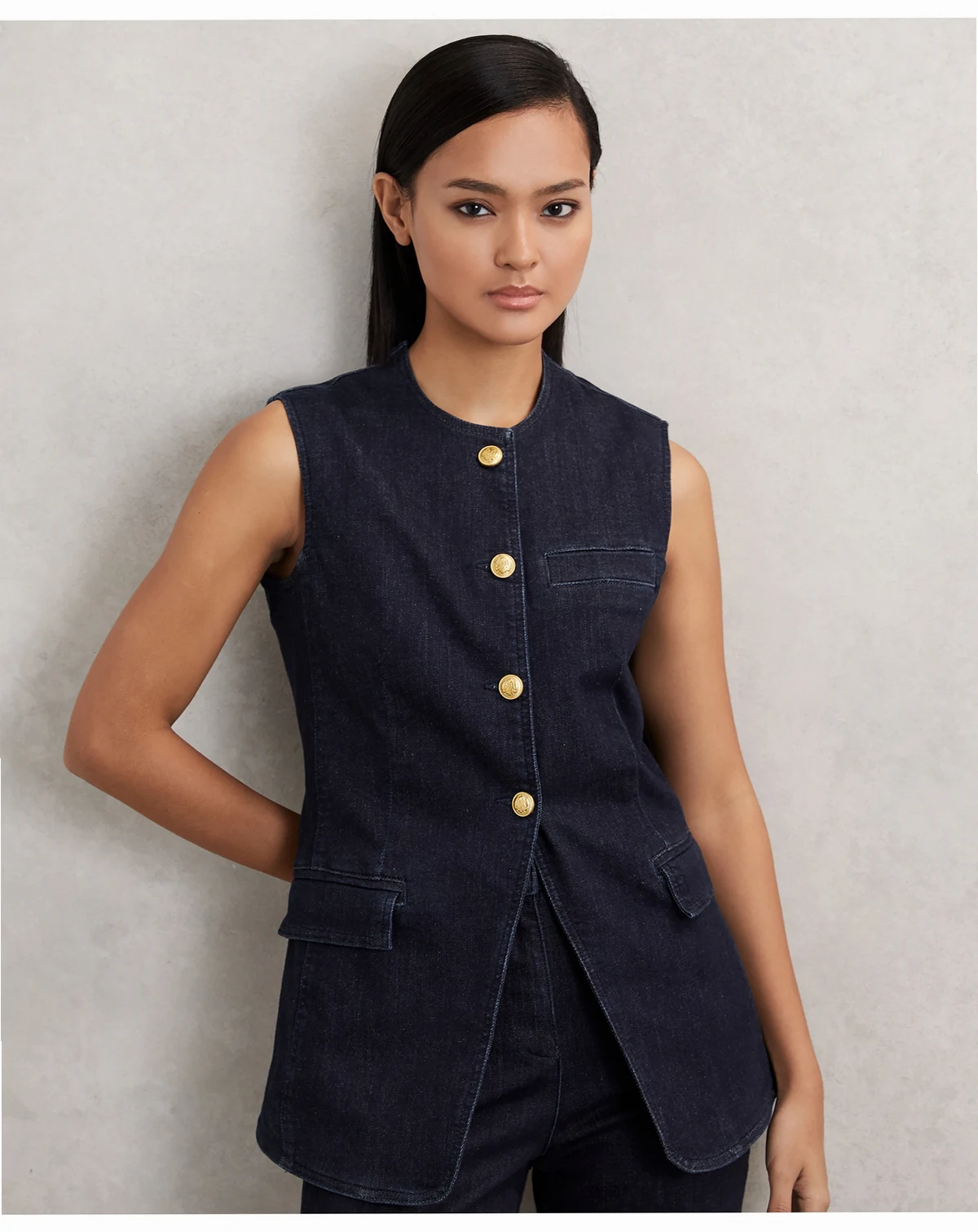 Women's Athena Denim Longline Waistcoat