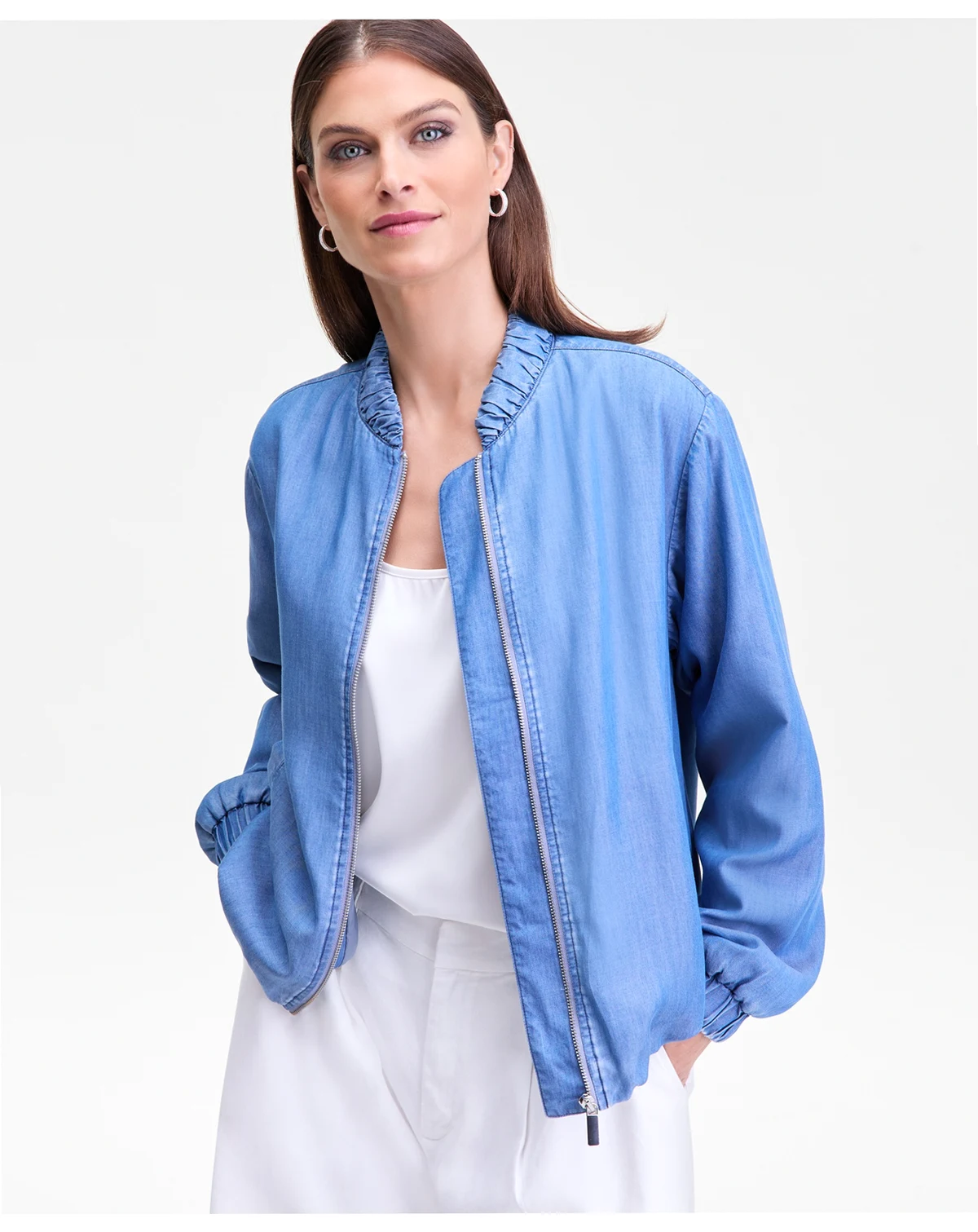 Women's Chambray Bomber Jacket, Macy's Exclusive