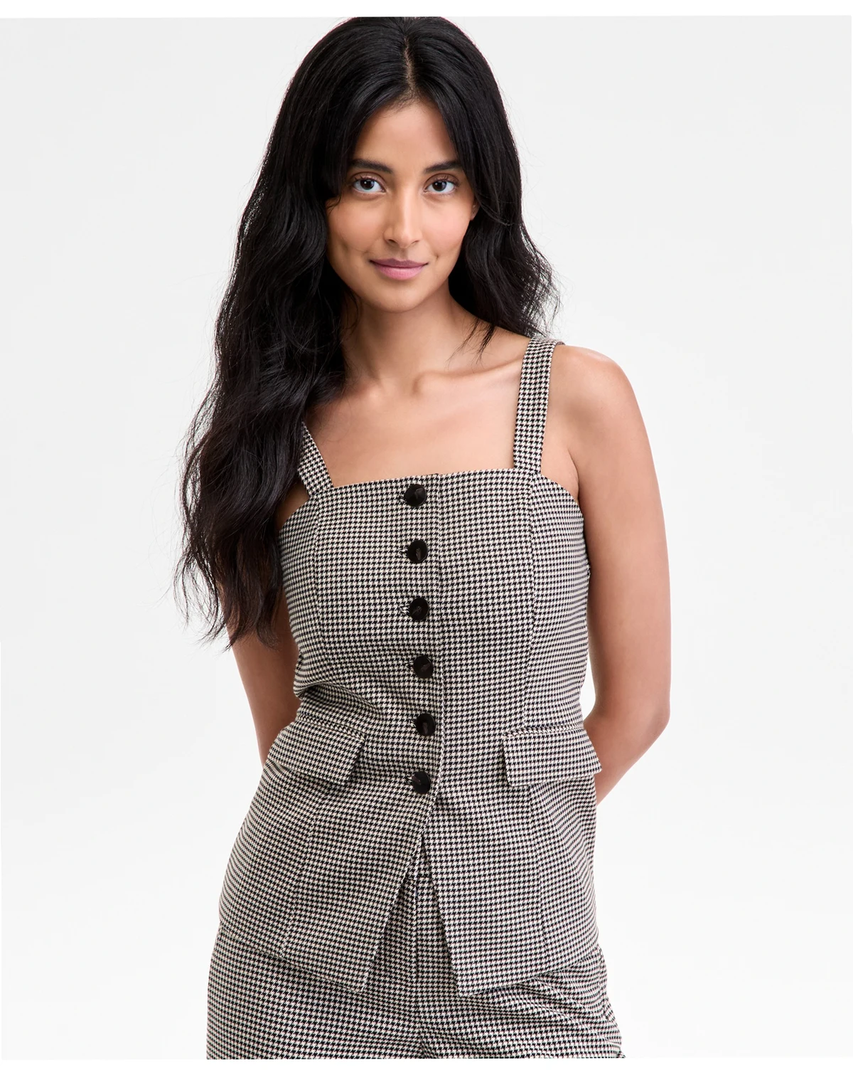 Women's Square-Neck Button-Front Vest