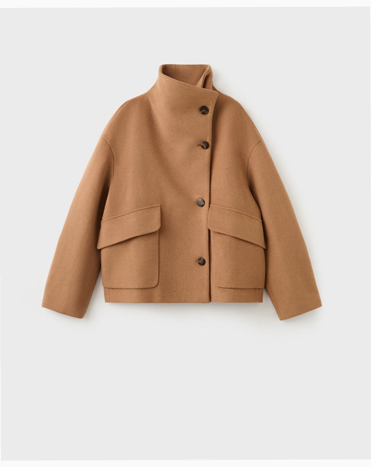 Women's Wool-Blend Funnel-Neck Coat