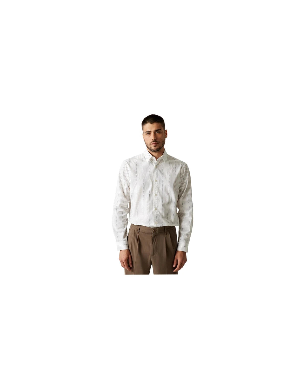 Men's Vertical Striped Long-Sleeve Shirt