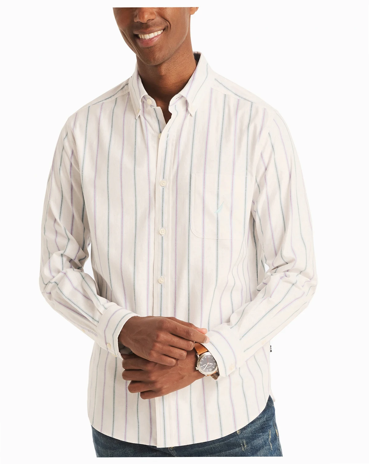 Men's Classic-Fit Stripe Button-Down Oxford Shirt