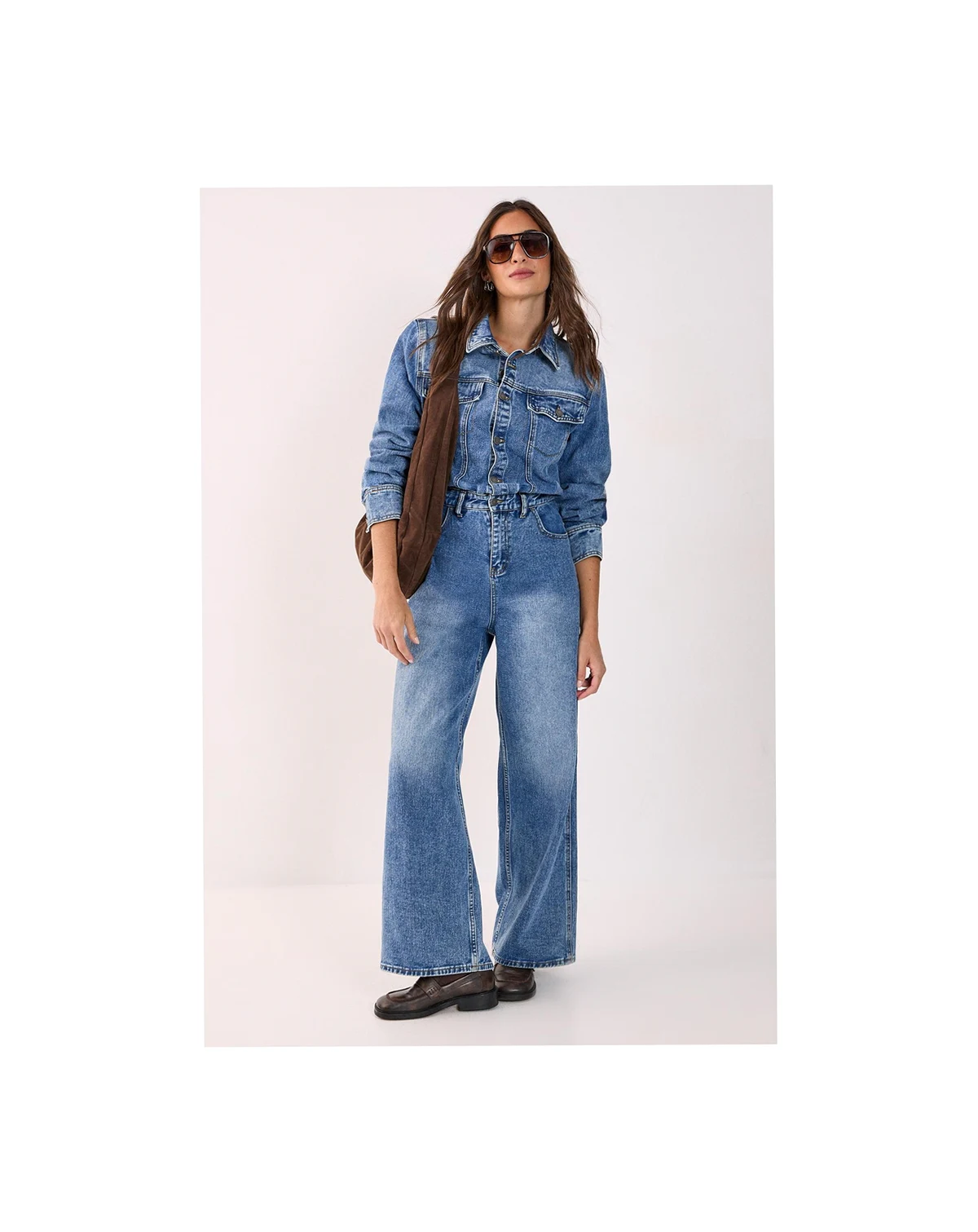 Women's Denim Shoulder Pad Boilersuit
