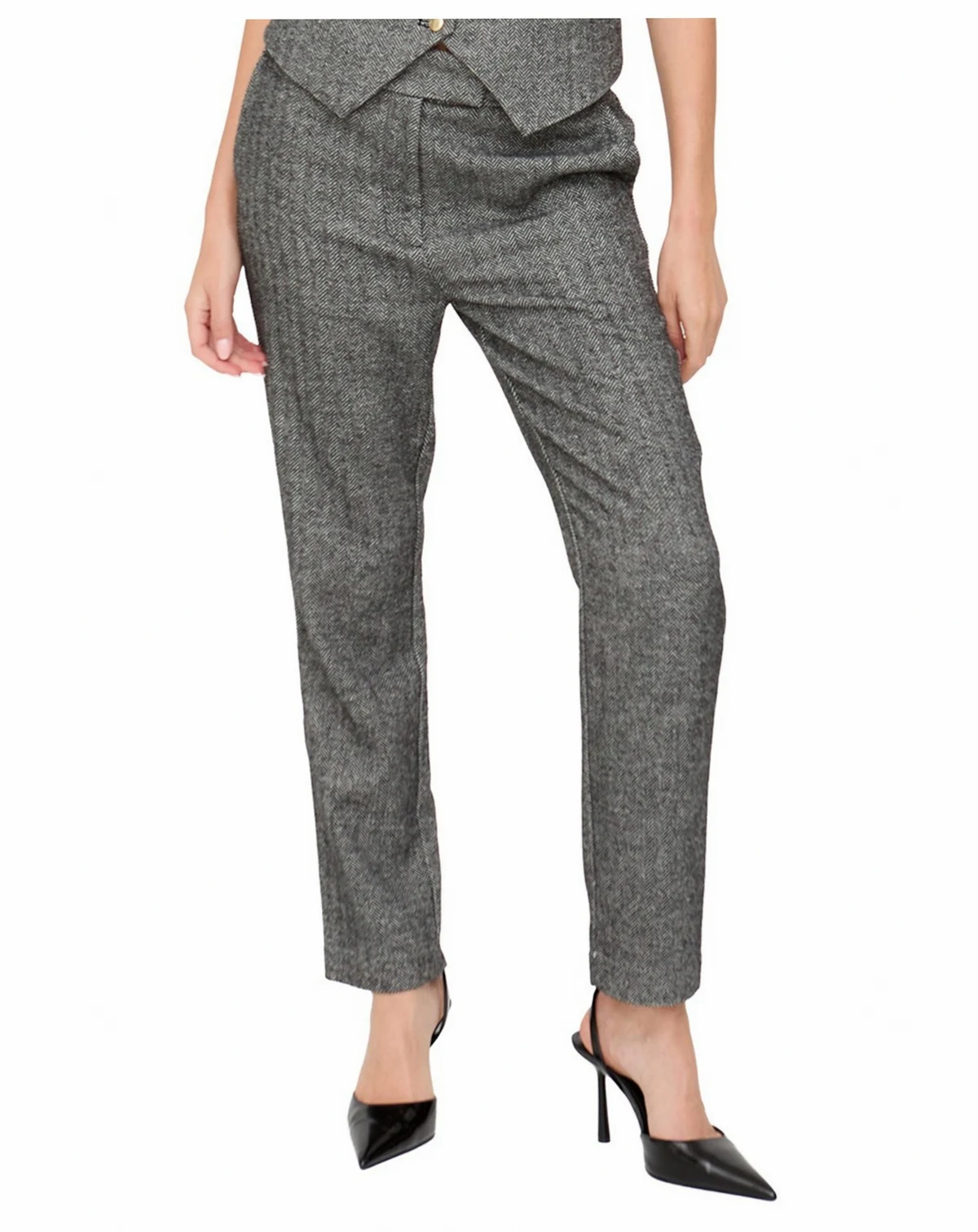 Women's Pandora Tapered Herringbone Print Trouser