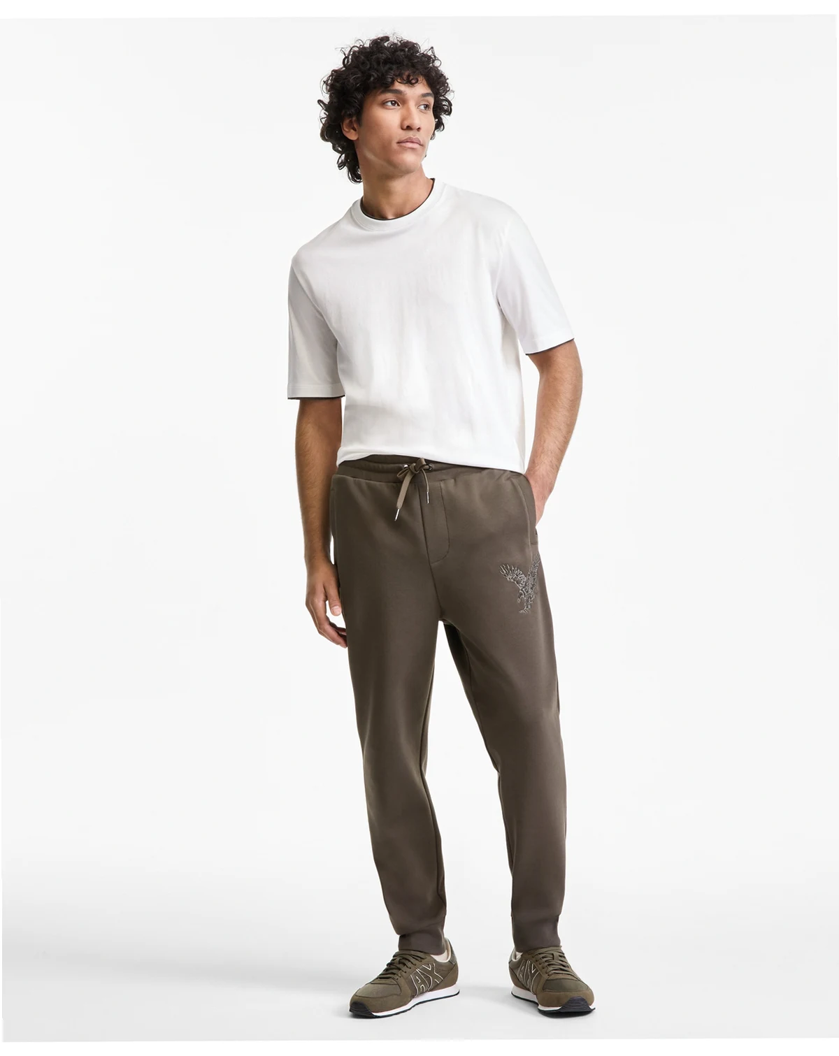 Men's Regular-Fit Eagle Logo Embroidered Joggers