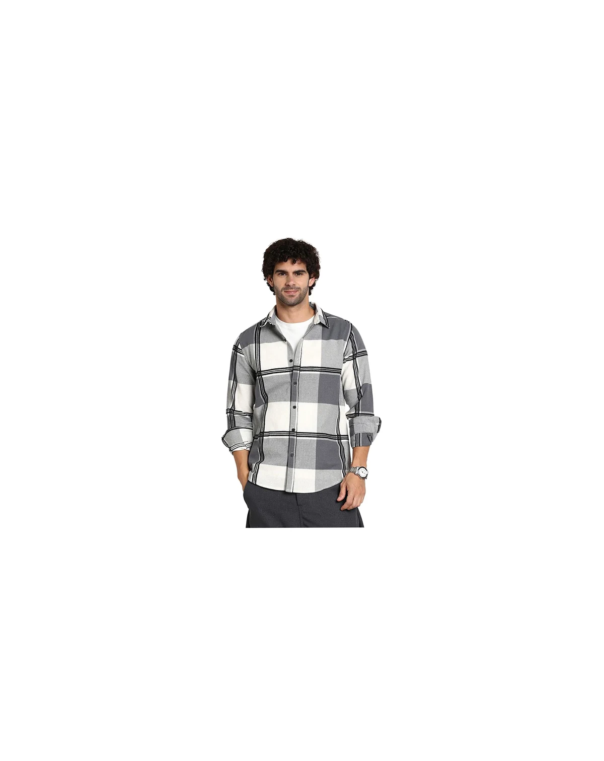 Men's Coin Grey Overlap Buffalo Shirt