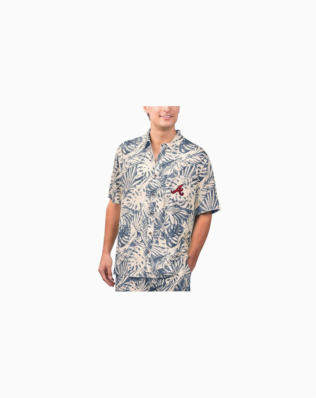 Men's Navy Atlanta Braves Monstera Print Party Button-Up Shirt