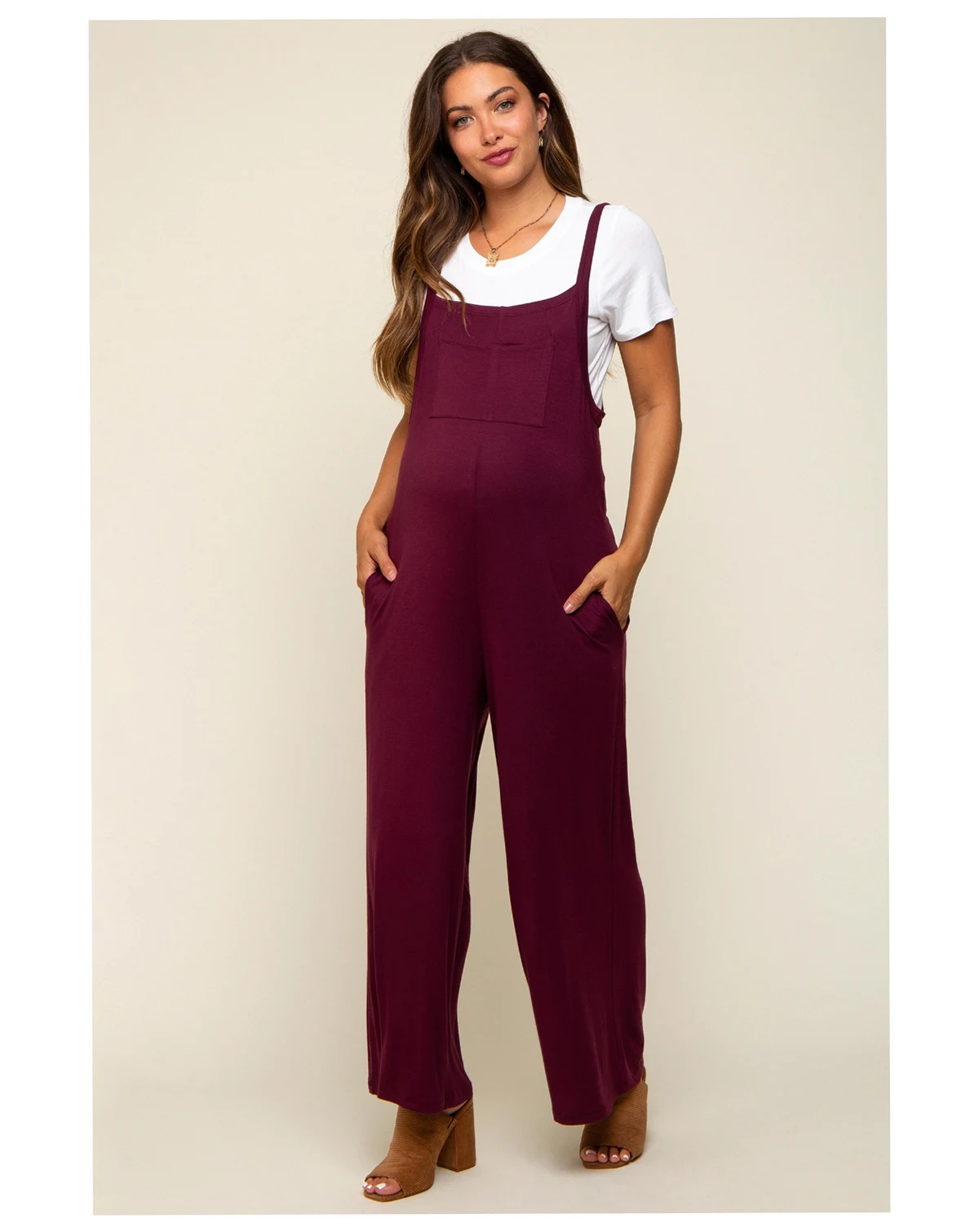 Maternity Sleeveless Pocketed Jumpsuit