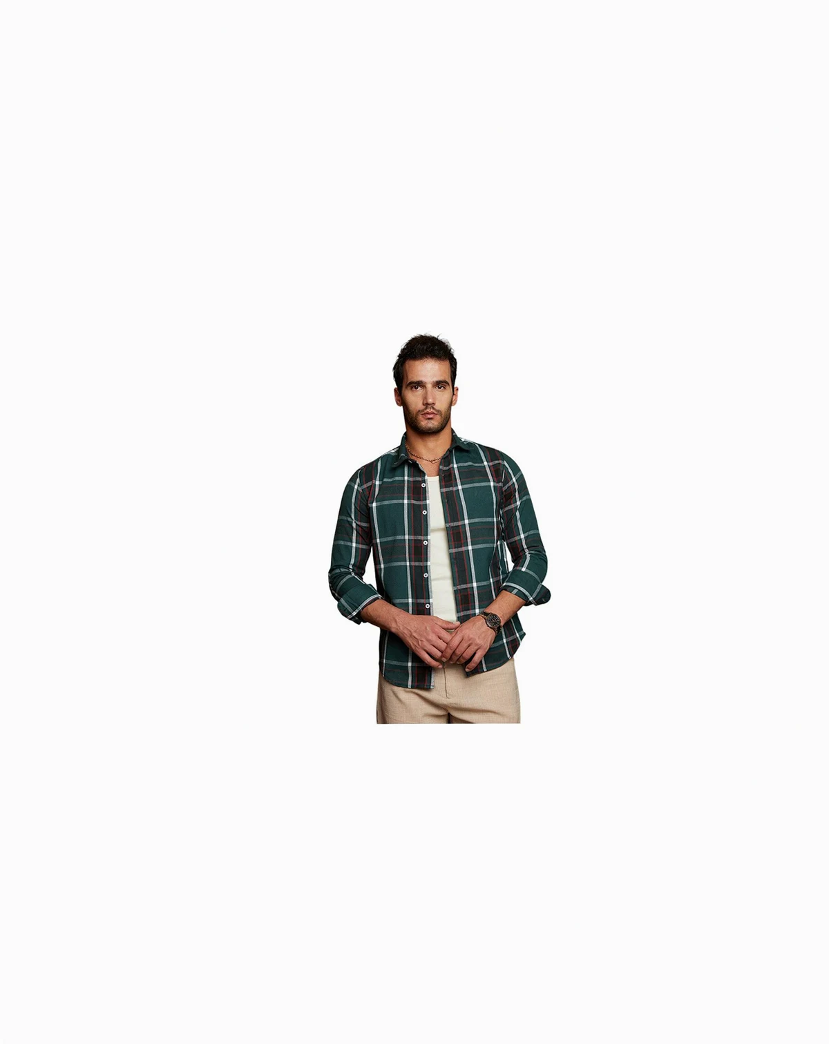 Men's Ecru Beige & Midnight Black Withering Flora Imprint Shirt