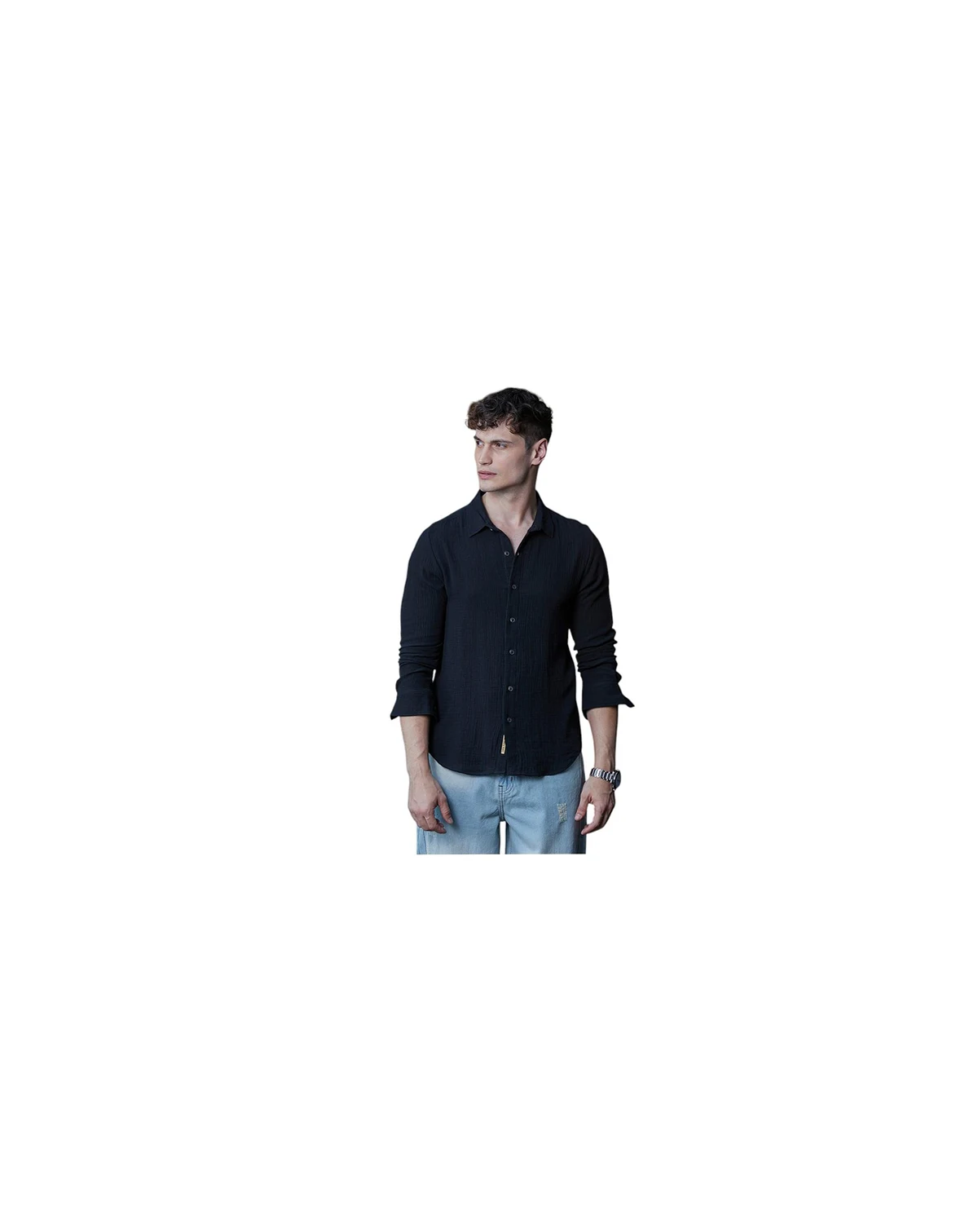 Men's Midnight Black Breezy-Weave Shirt