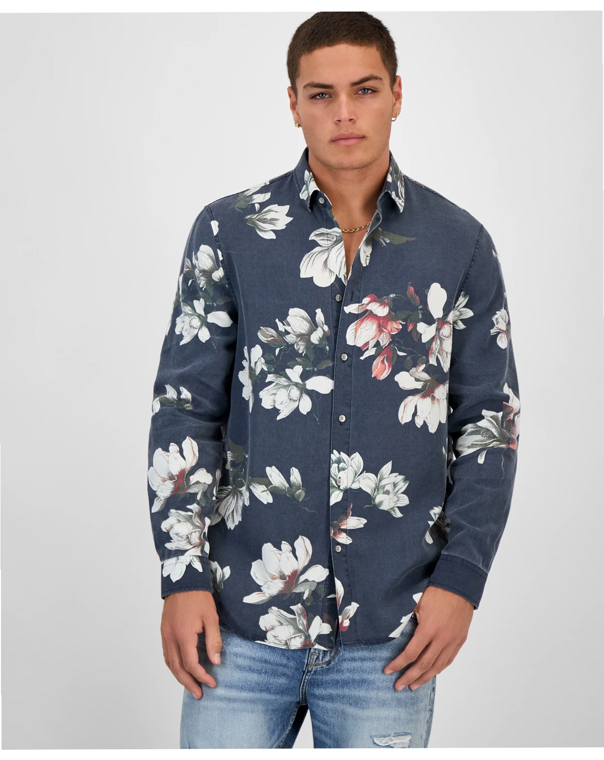 Men's Floral-Print Shirt