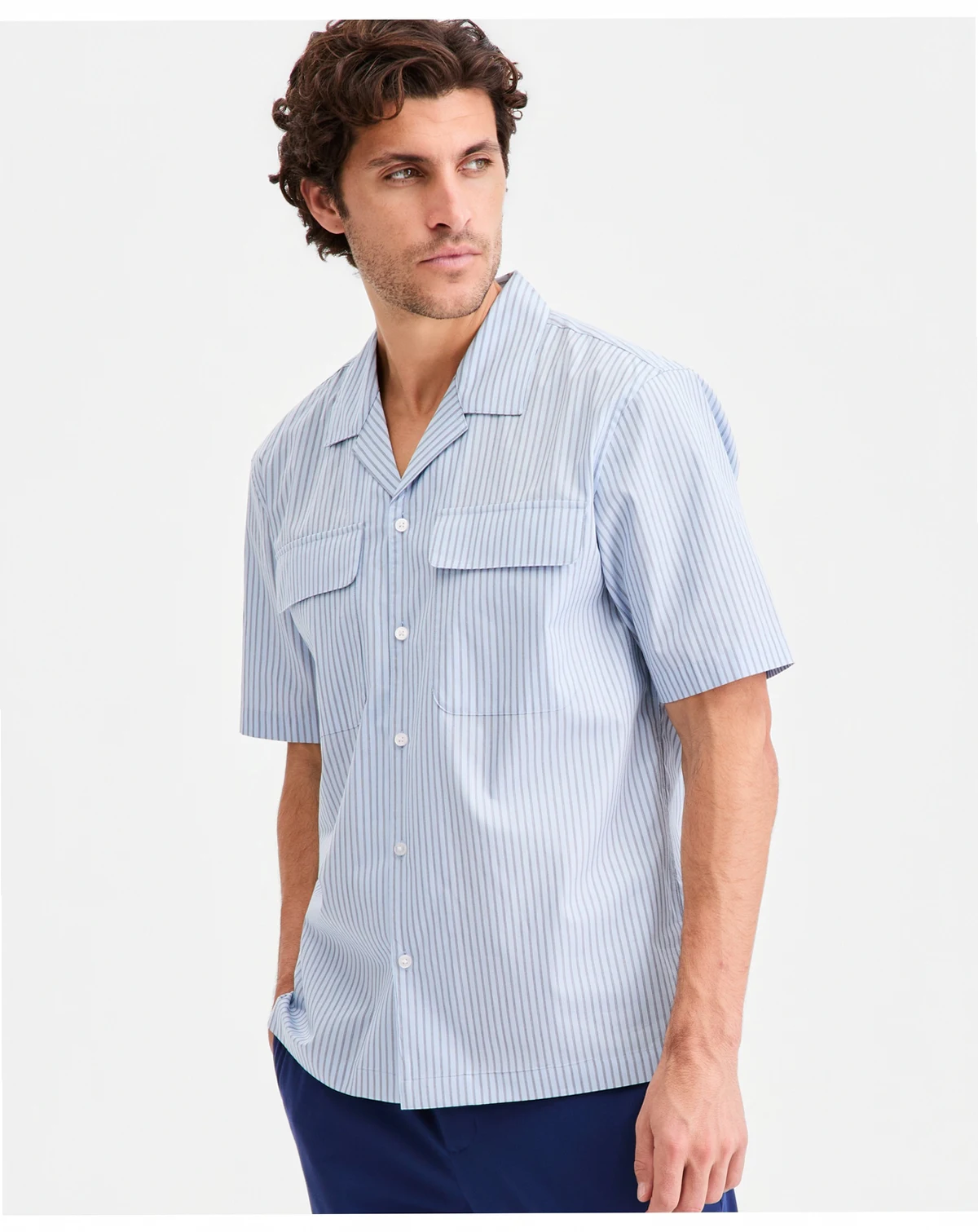 Men's Lucas Cotton Poplin Striped Camp Shirt, Macy's Exclusive